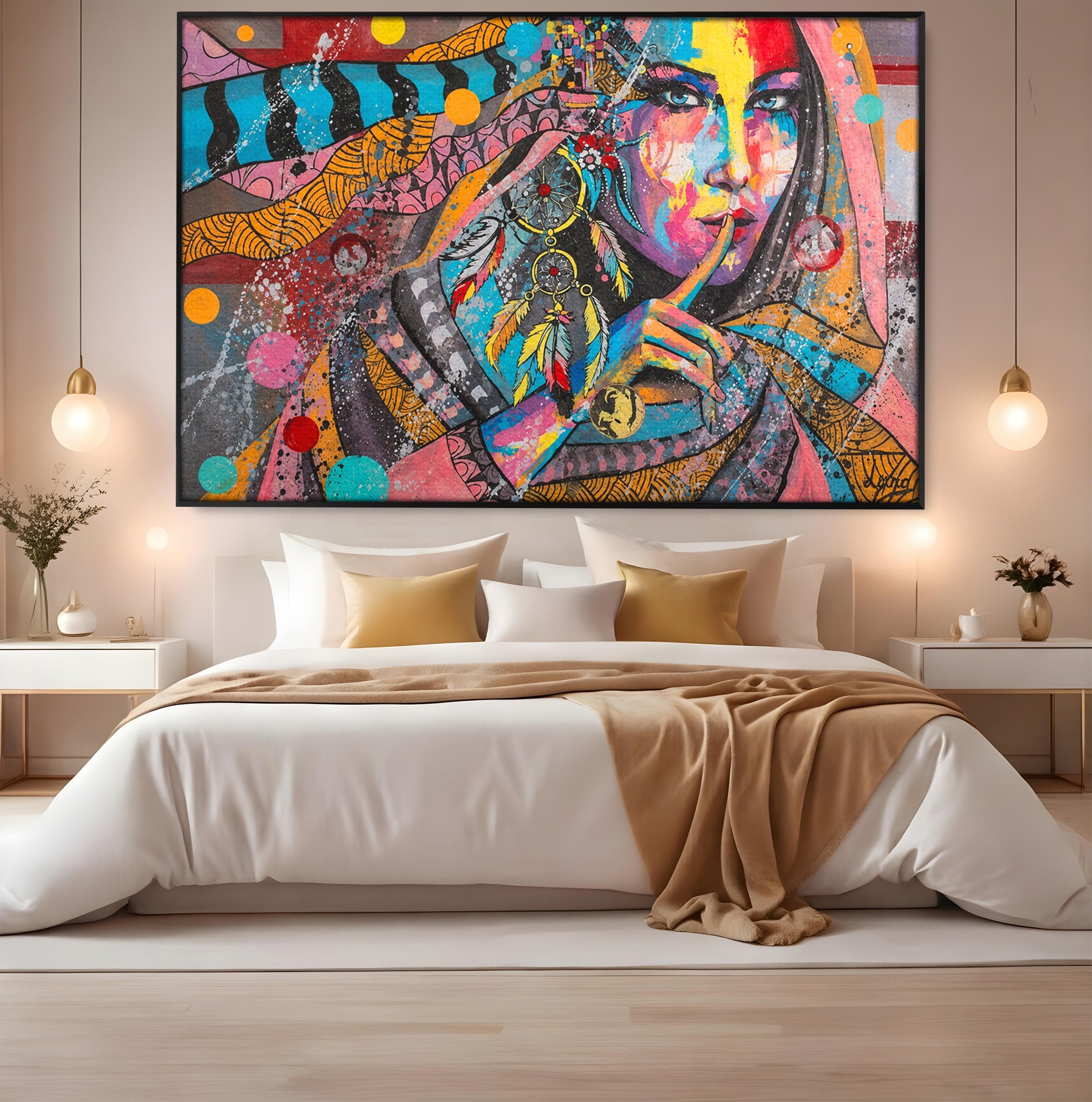 Tablou Canvas Premium LuxCanva® GL1069, Calatorie Spirituala, Portret, Femeie, Abstract, Mister, Living, Culori Vibrante