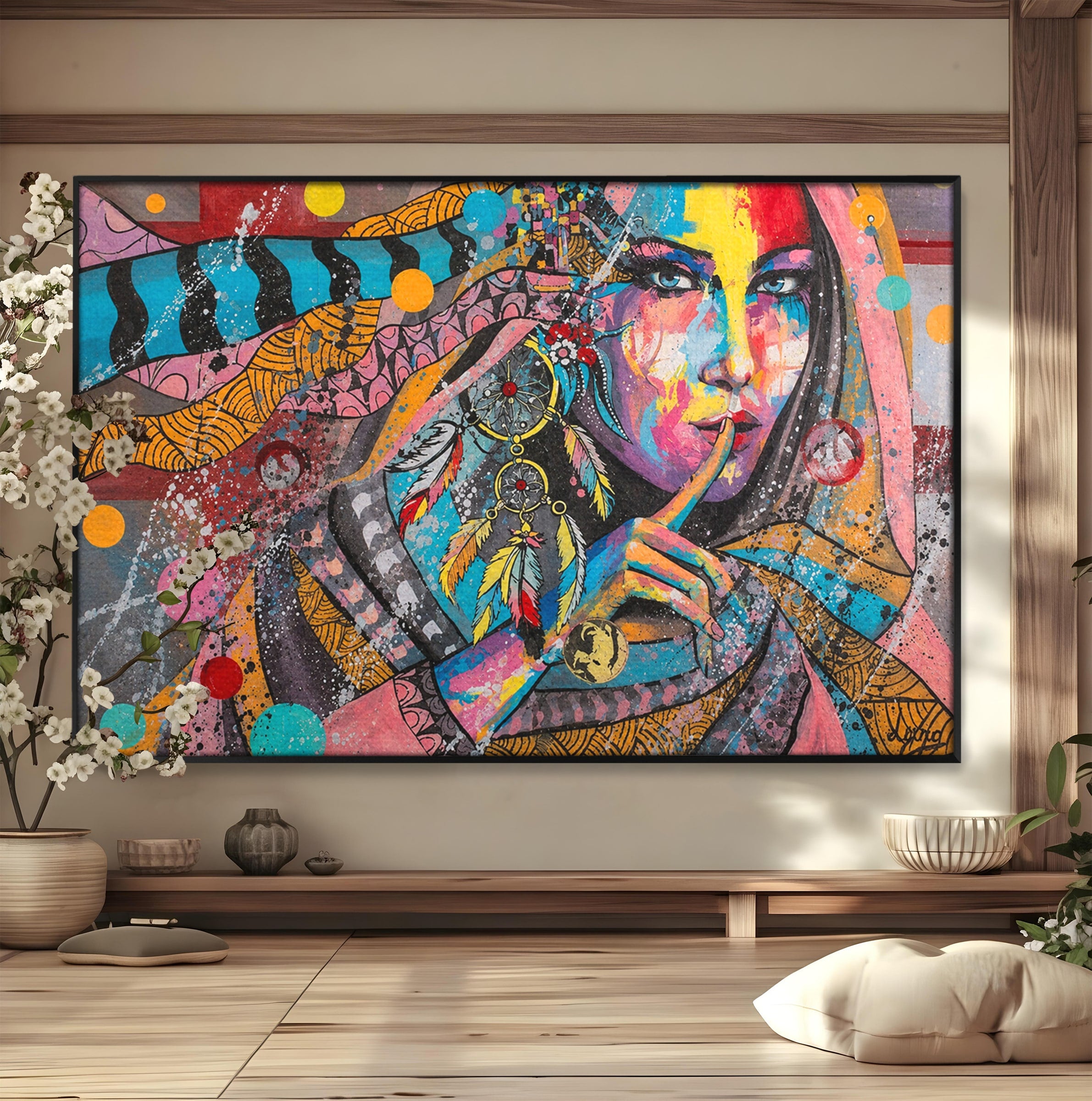 Tablou Canvas Premium LuxCanva® GL1069, Calatorie Spirituala, Portret, Femeie, Abstract, Mister, Living, Culori Vibrante