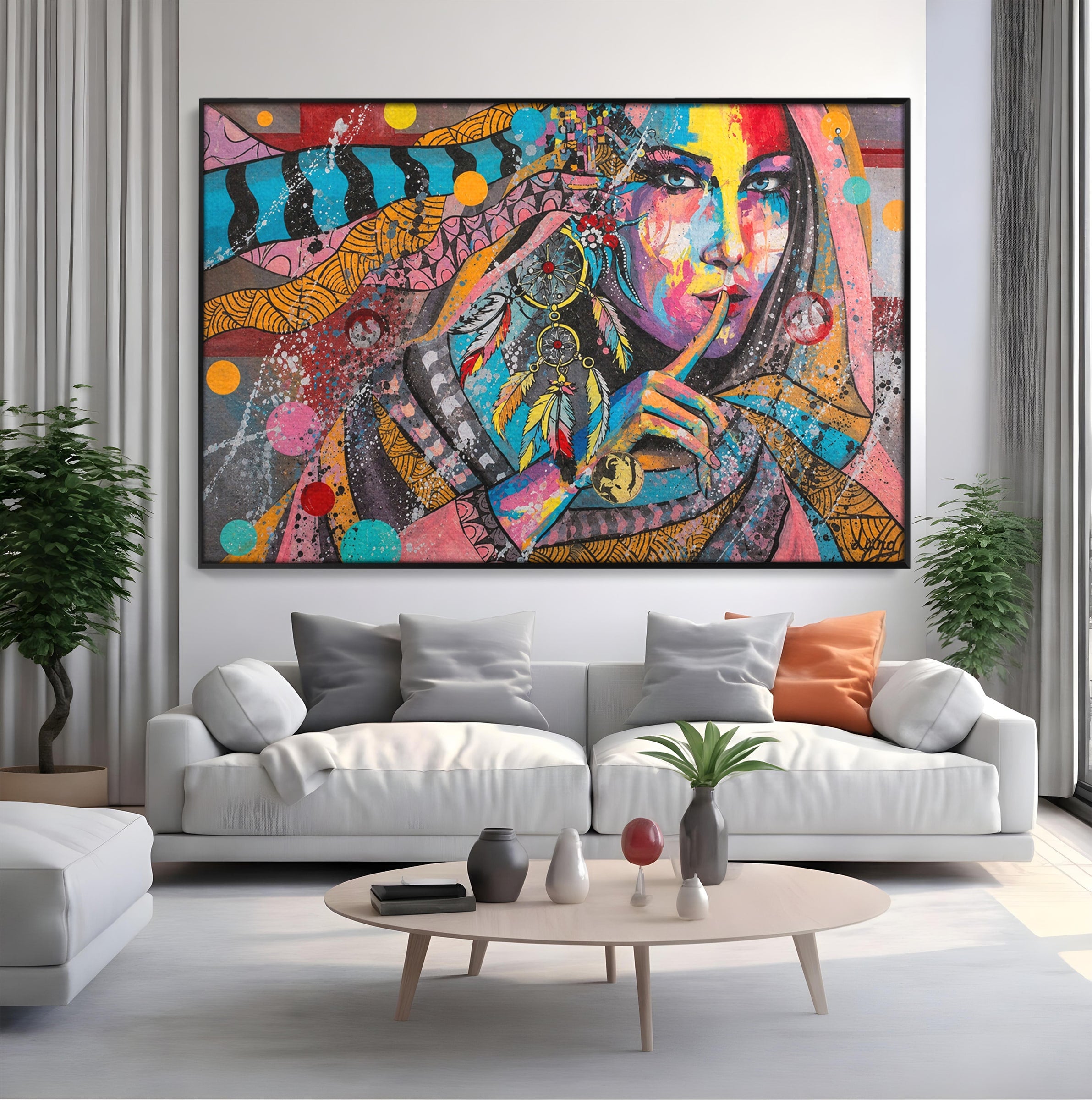 Tablou Canvas Premium LuxCanva® GL1069, Calatorie Spirituala, Portret, Femeie, Abstract, Mister, Living, Culori Vibrante