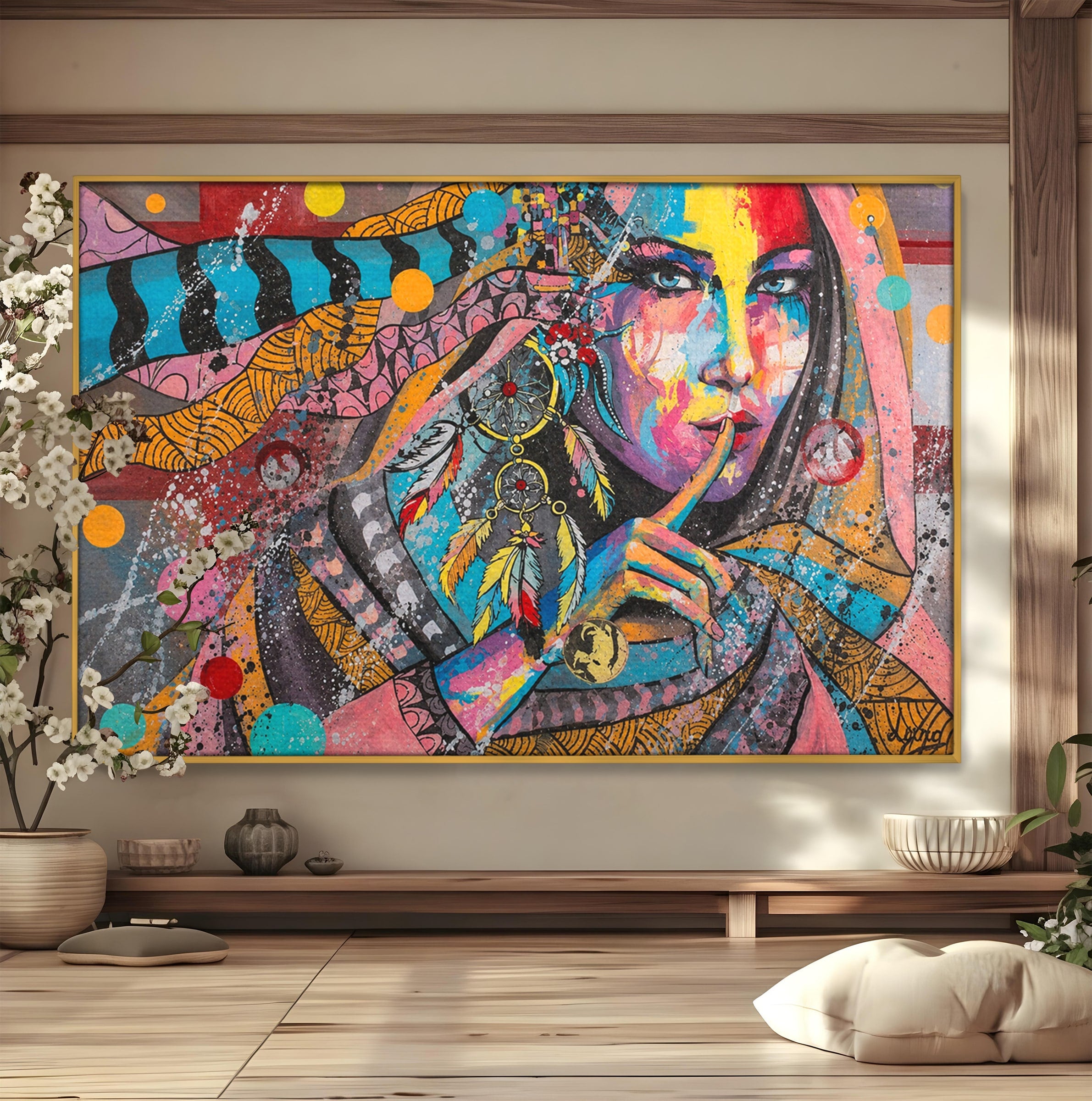 Tablou Canvas Premium LuxCanva® GL1069, Calatorie Spirituala, Portret, Femeie, Abstract, Mister, Living, Culori Vibrante