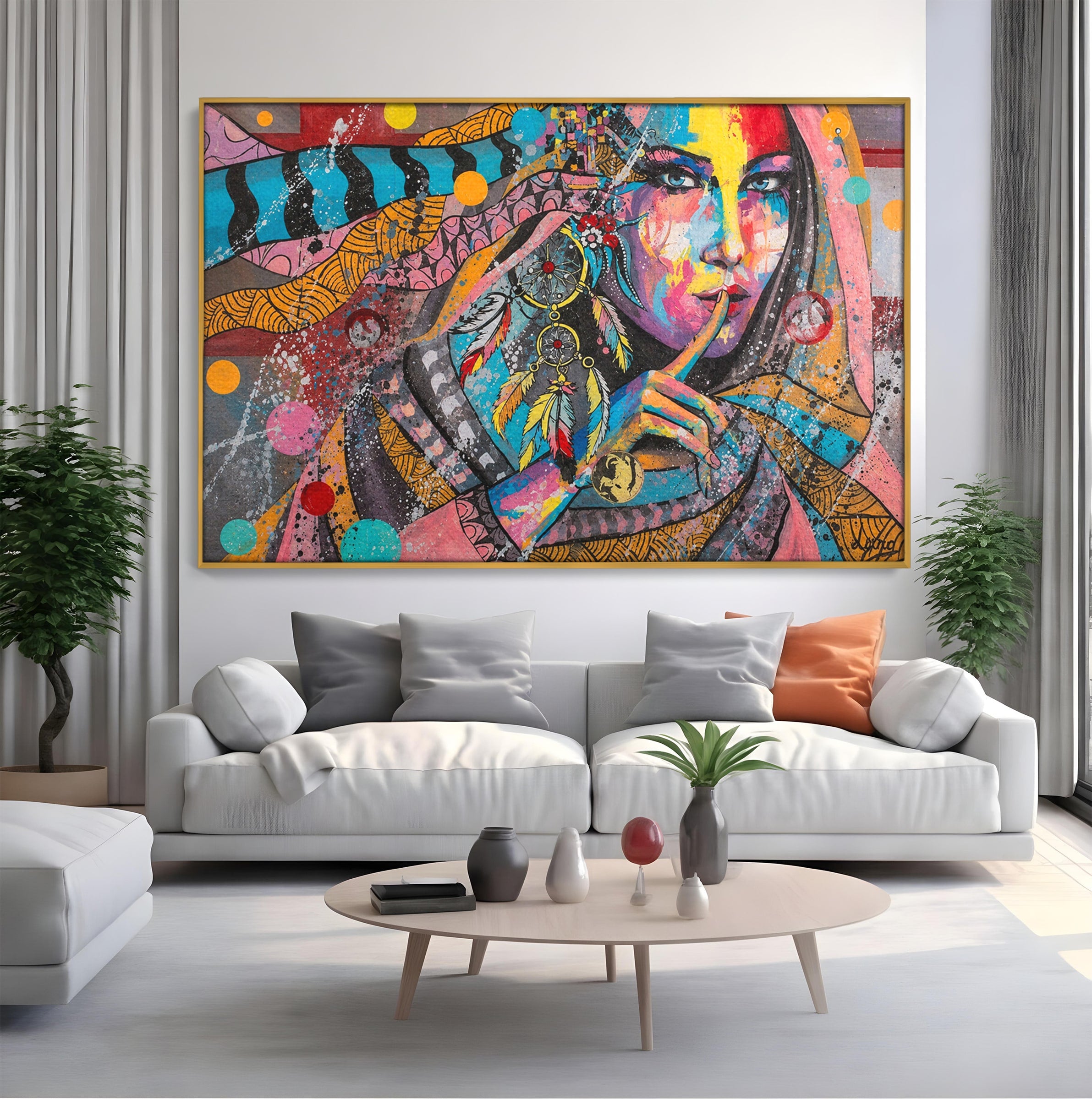Tablou Canvas Premium LuxCanva® GL1069, Calatorie Spirituala, Portret, Femeie, Abstract, Mister, Living, Culori Vibrante