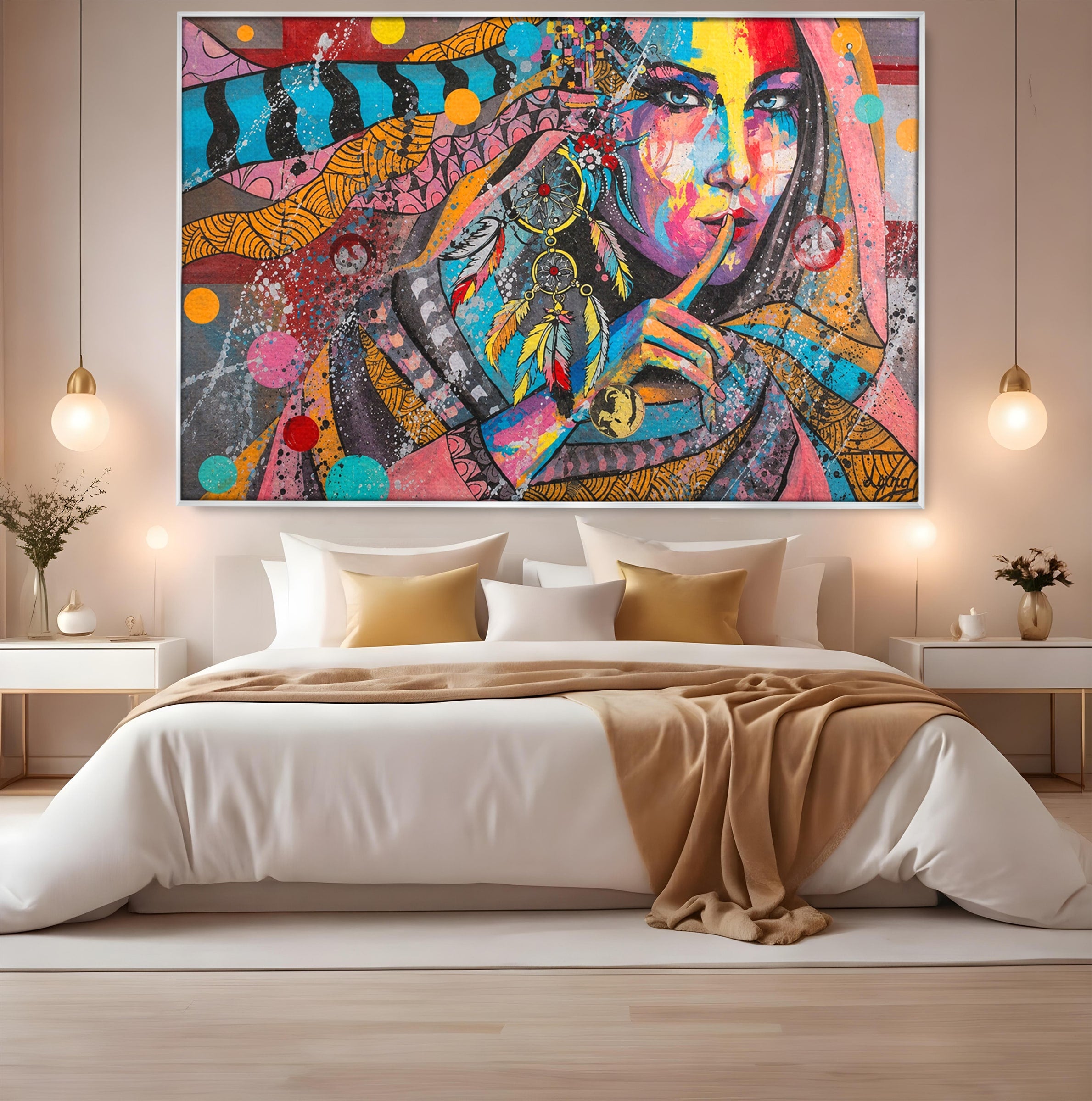 Tablou Canvas Premium LuxCanva® GL1069, Calatorie Spirituala, Portret, Femeie, Abstract, Mister, Living, Culori Vibrante