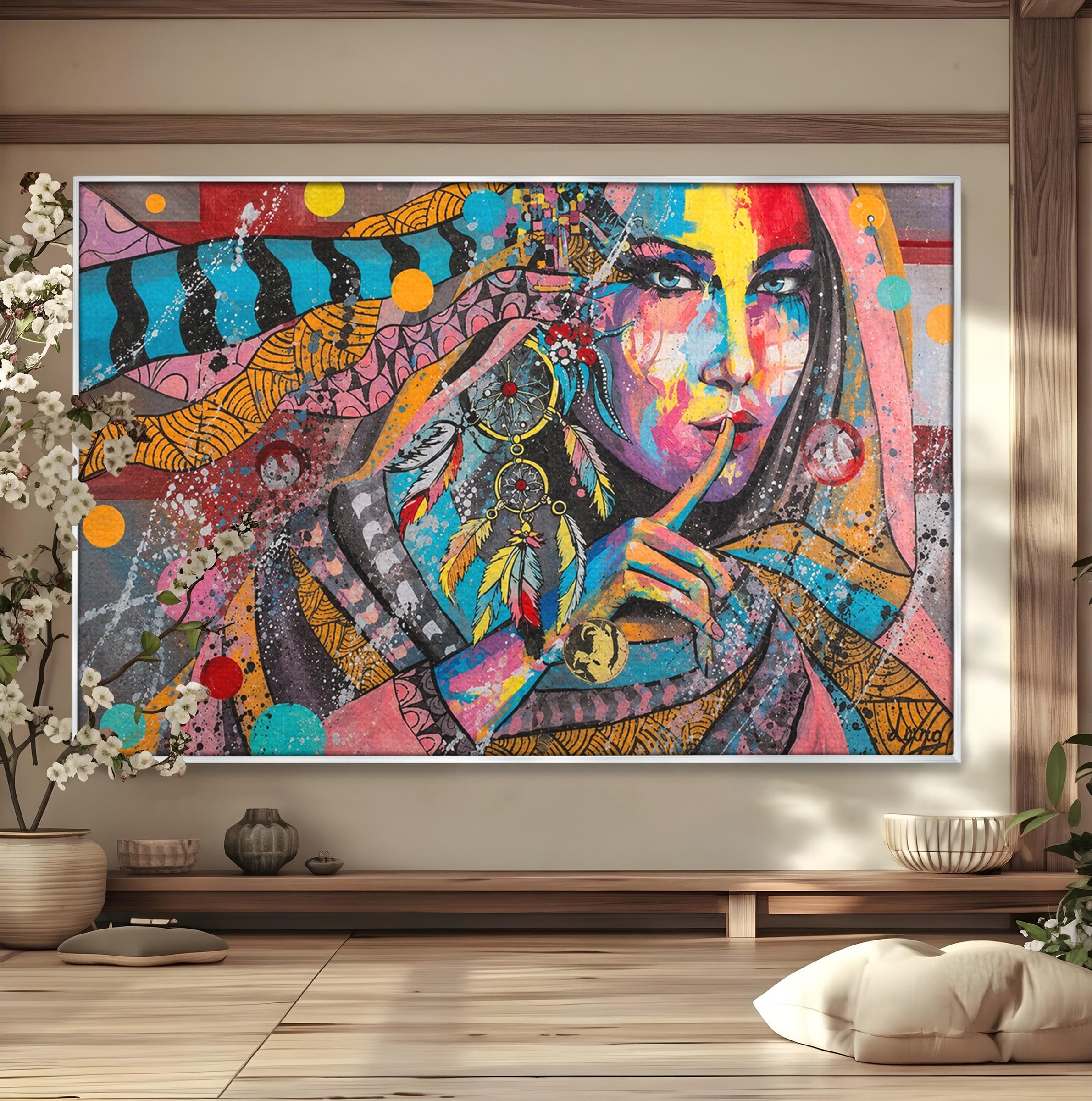 Tablou Canvas Premium LuxCanva® GL1069, Calatorie Spirituala, Portret, Femeie, Abstract, Mister, Living, Culori Vibrante