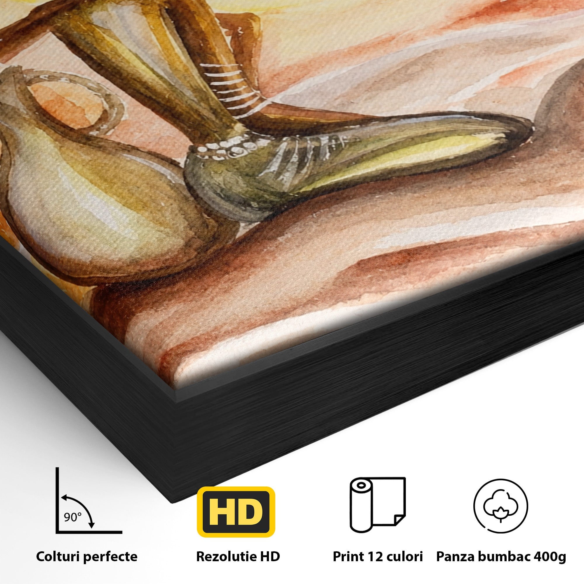 Tablou Canvas Premium LuxCanva® GL1070, Caldura Desertului, Silueta, Vas, Soare, Desert, Living, Dormitor, Culori Vibrante