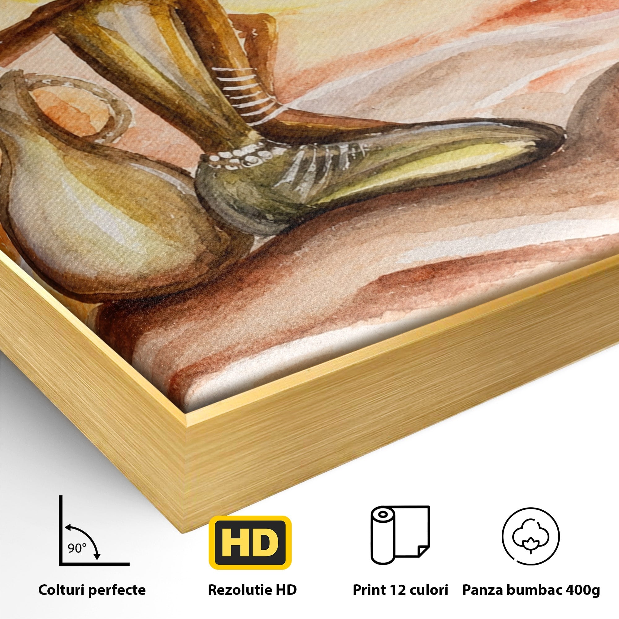 Tablou Canvas Premium LuxCanva® GL1070, Caldura Desertului, Silueta, Vas, Soare, Desert, Living, Dormitor, Culori Vibrante