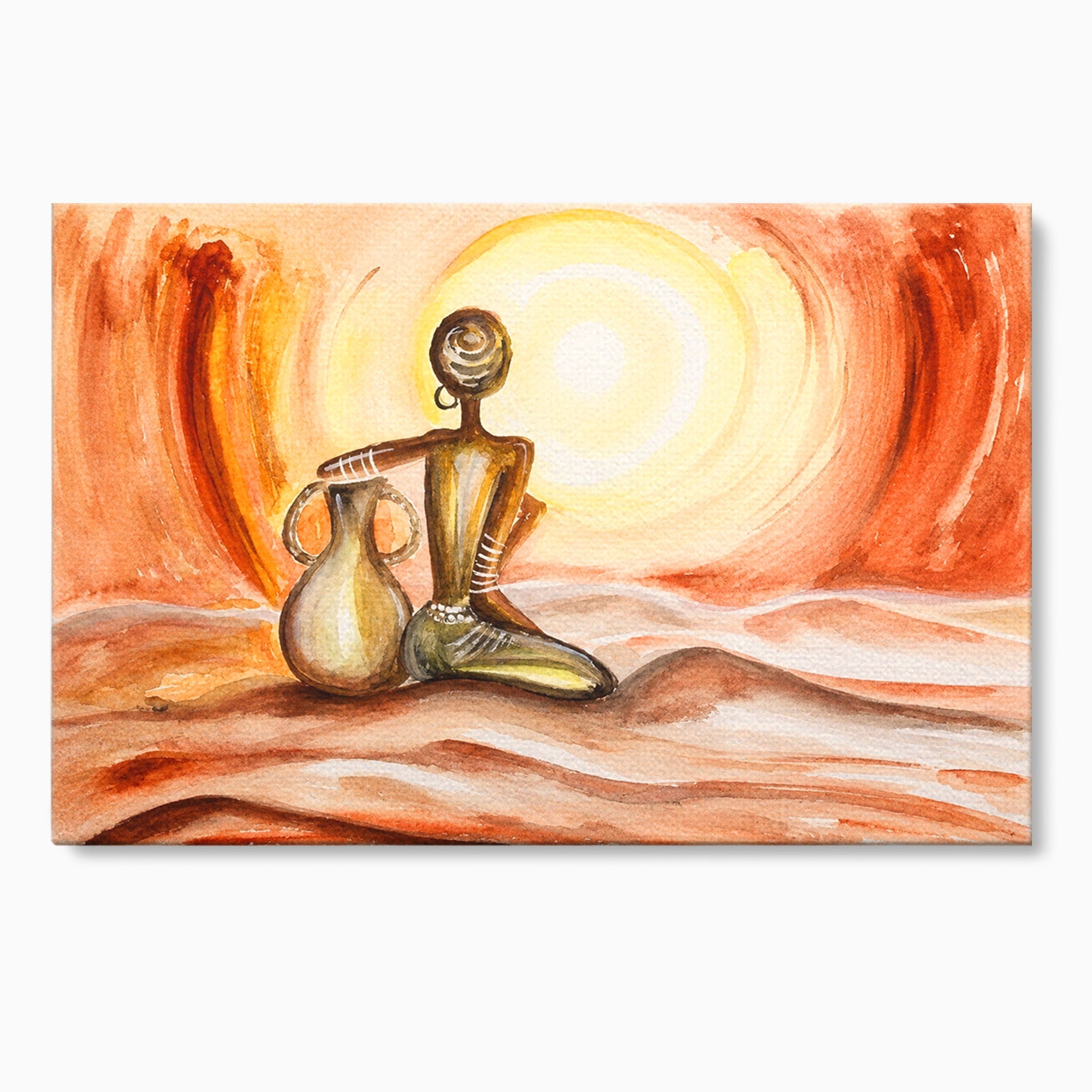 Tablou Canvas Premium LuxCanva® GL1070, Caldura Desertului, Silueta, Vas, Soare, Desert, Living, Dormitor, Culori Vibrante