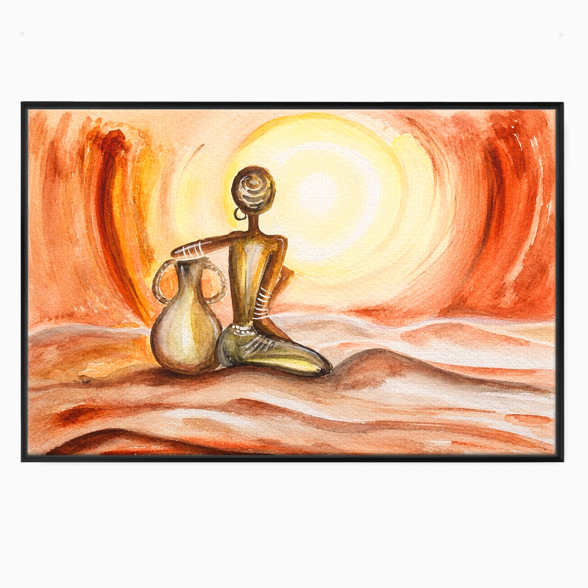 Tablou Canvas Premium LuxCanva® GL1070, Caldura Desertului, Silueta, Vas, Soare, Desert, Living, Dormitor, Culori Vibrante