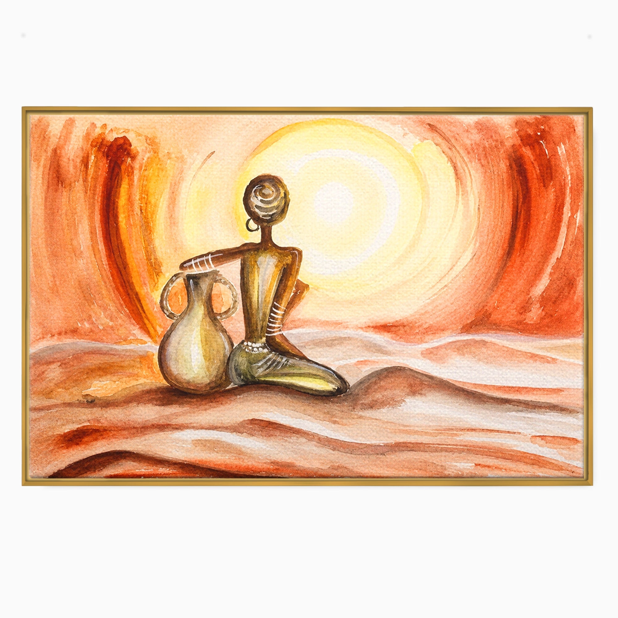 Tablou Canvas Premium LuxCanva® GL1070, Caldura Desertului, Silueta, Vas, Soare, Desert, Living, Dormitor, Culori Vibrante
