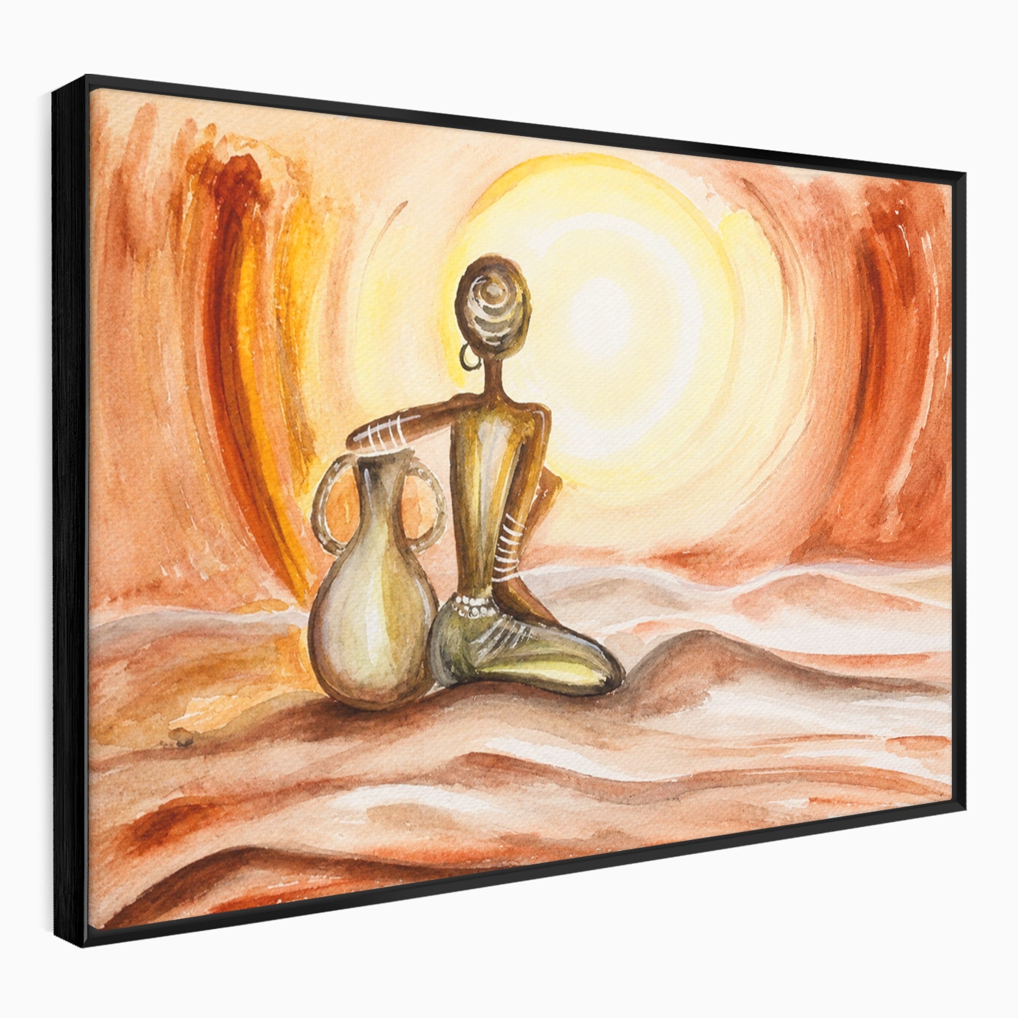 Tablou Canvas Premium LuxCanva® GL1070, Caldura Desertului, Silueta, Vas, Soare, Desert, Living, Dormitor, Culori Vibrante