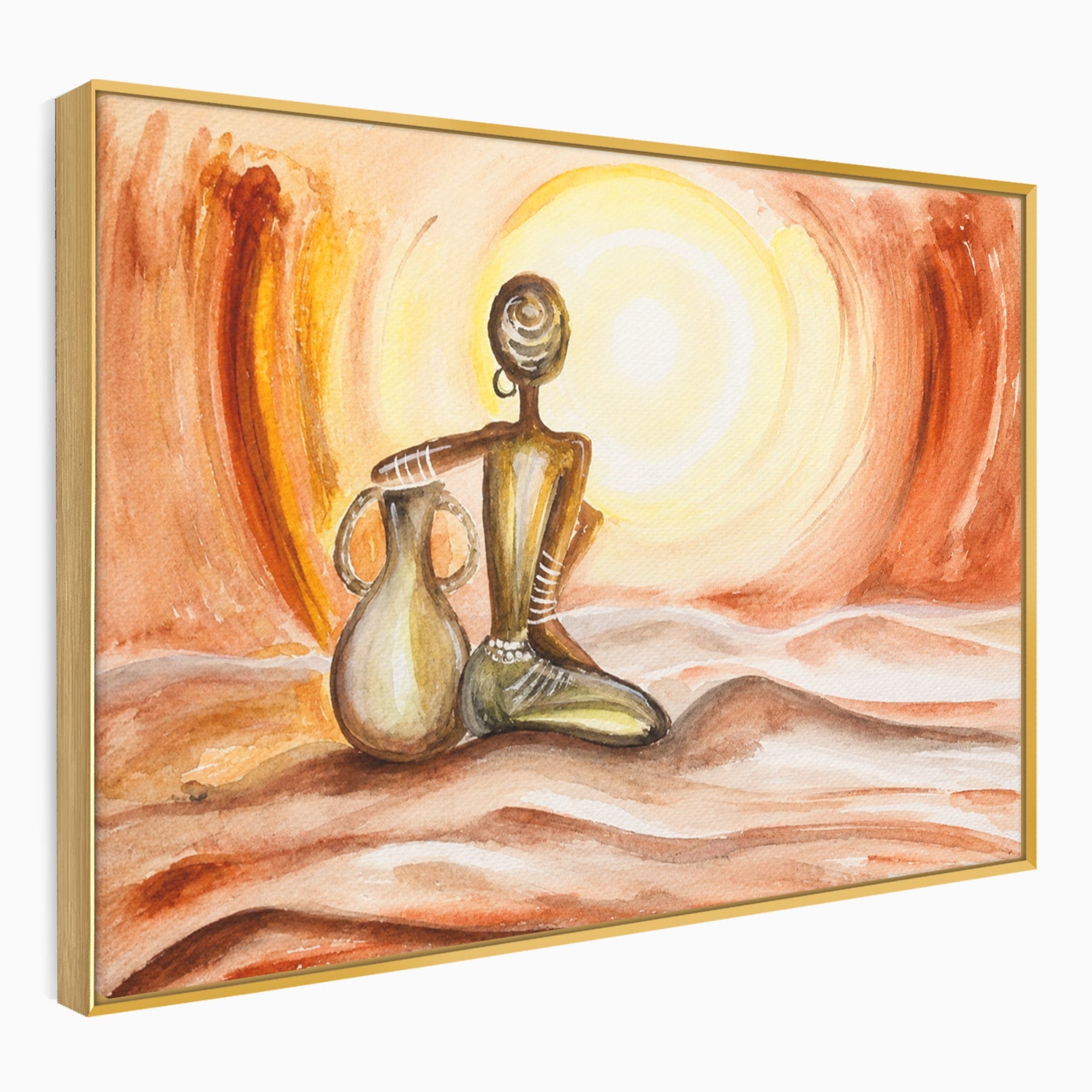 Tablou Canvas Premium LuxCanva® GL1070, Caldura Desertului, Silueta, Vas, Soare, Desert, Living, Dormitor, Culori Vibrante