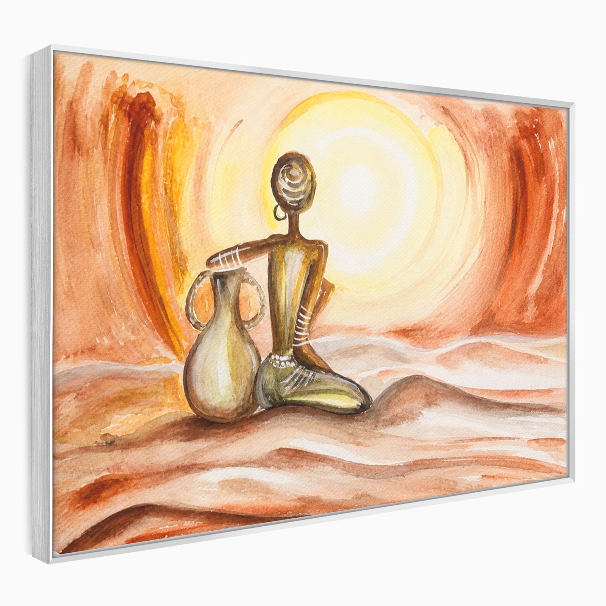 Tablou Canvas Premium LuxCanva® GL1070, Caldura Desertului, Silueta, Vas, Soare, Desert, Living, Dormitor, Culori Vibrante