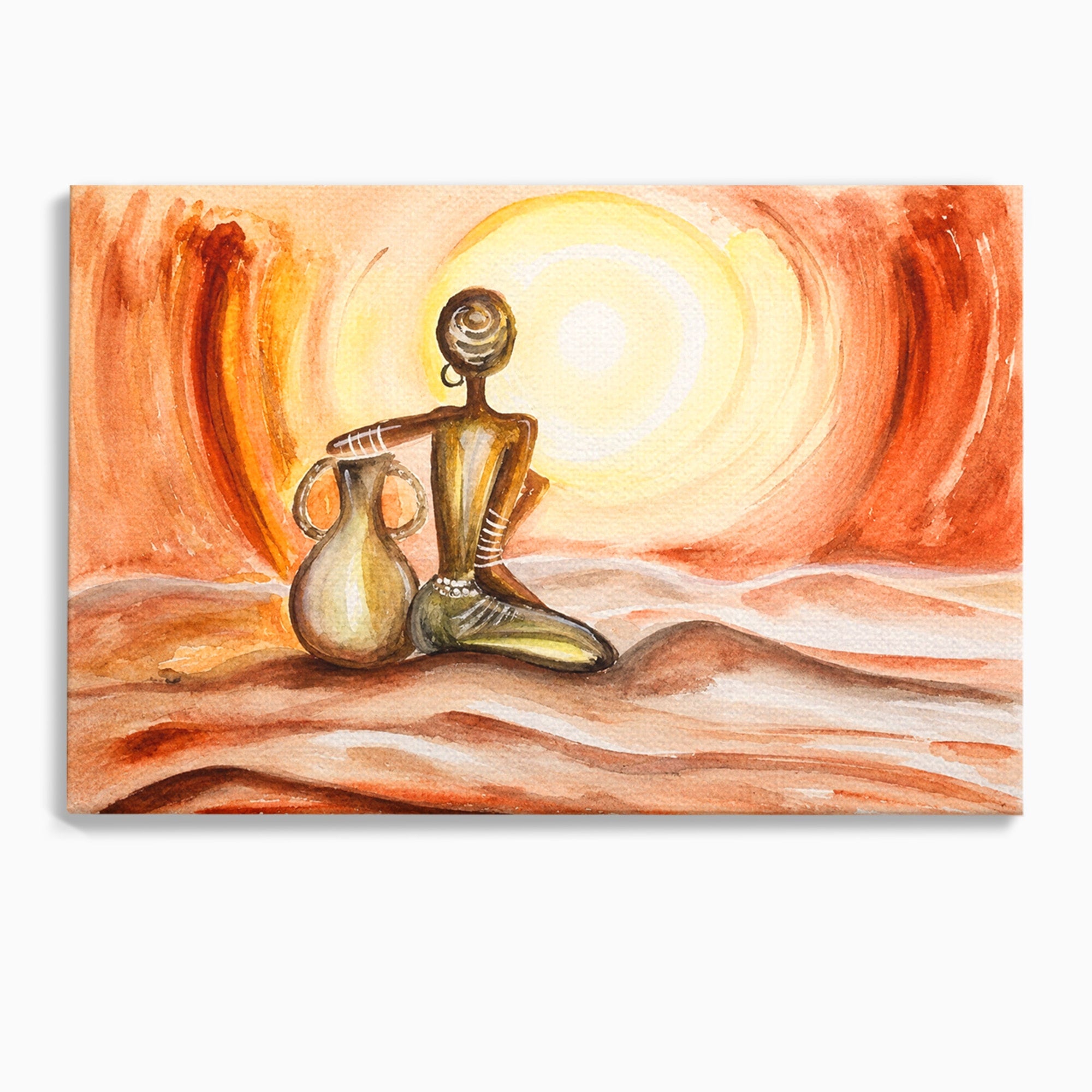 Tablou Canvas Premium LuxCanva® GL1070, Caldura Desertului, Silueta, Vas, Soare, Desert, Living, Dormitor, Culori Vibrante
