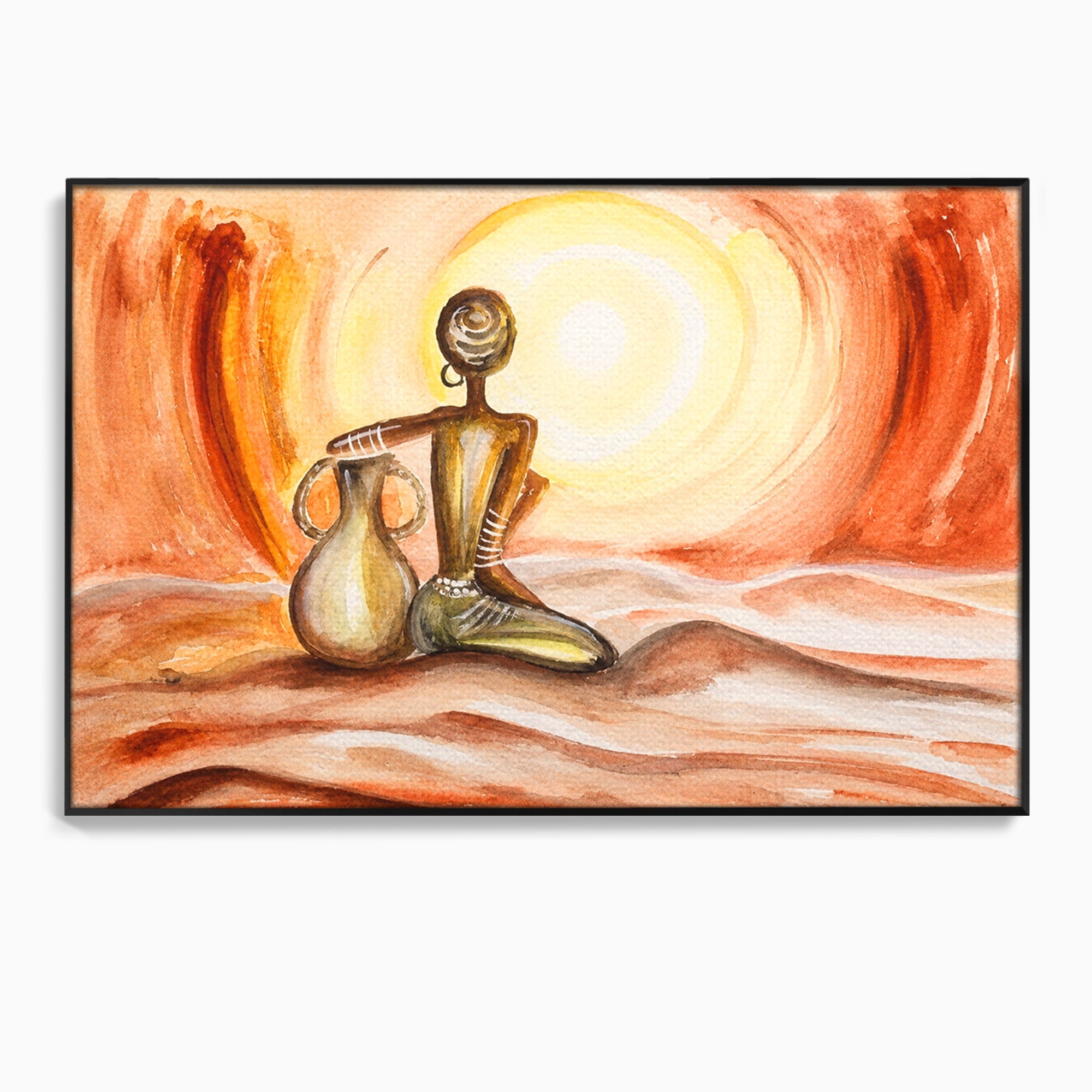 Tablou Canvas Premium LuxCanva® GL1070, Caldura Desertului, Silueta, Vas, Soare, Desert, Living, Dormitor, Culori Vibrante