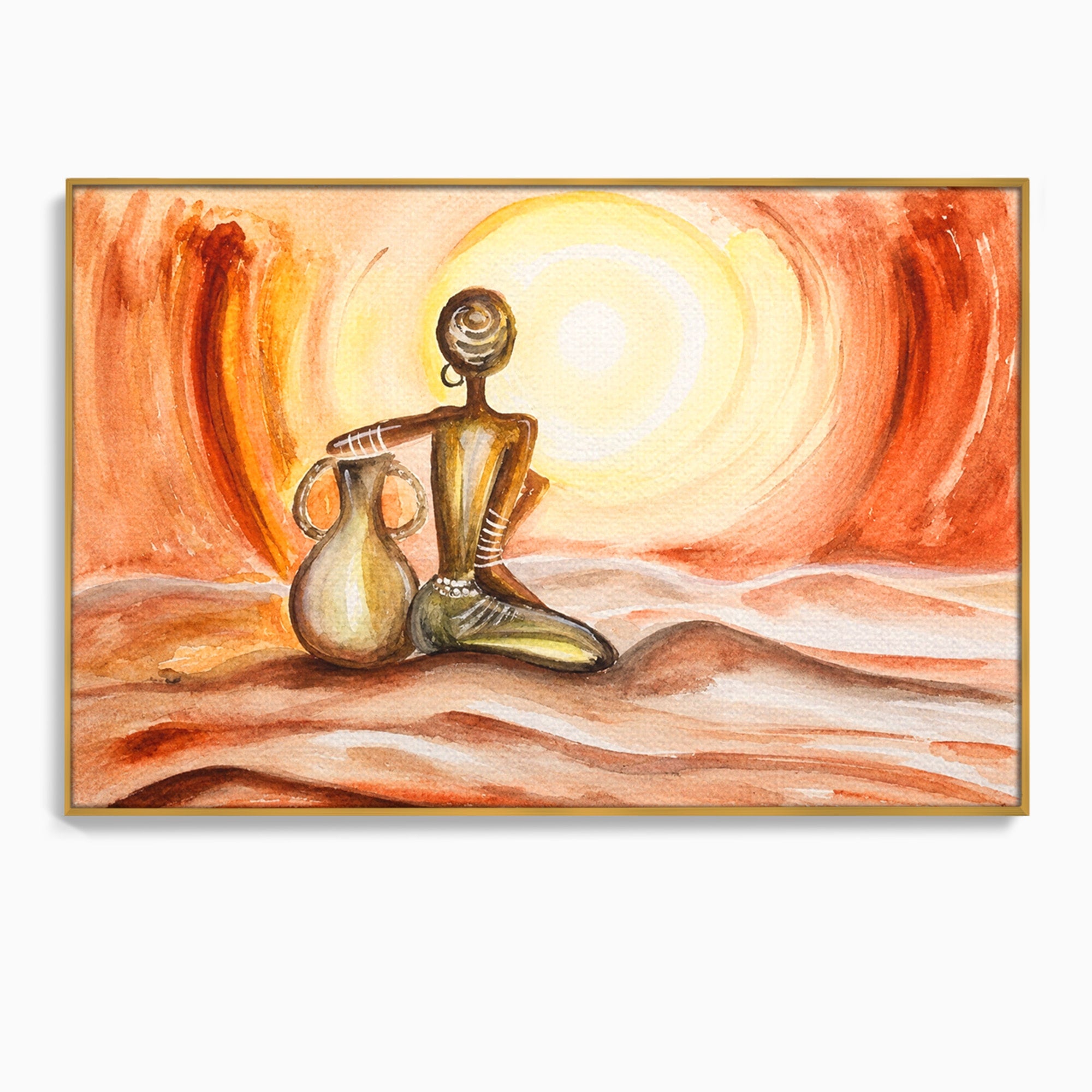 Tablou Canvas Premium LuxCanva® GL1070, Caldura Desertului, Silueta, Vas, Soare, Desert, Living, Dormitor, Culori Vibrante