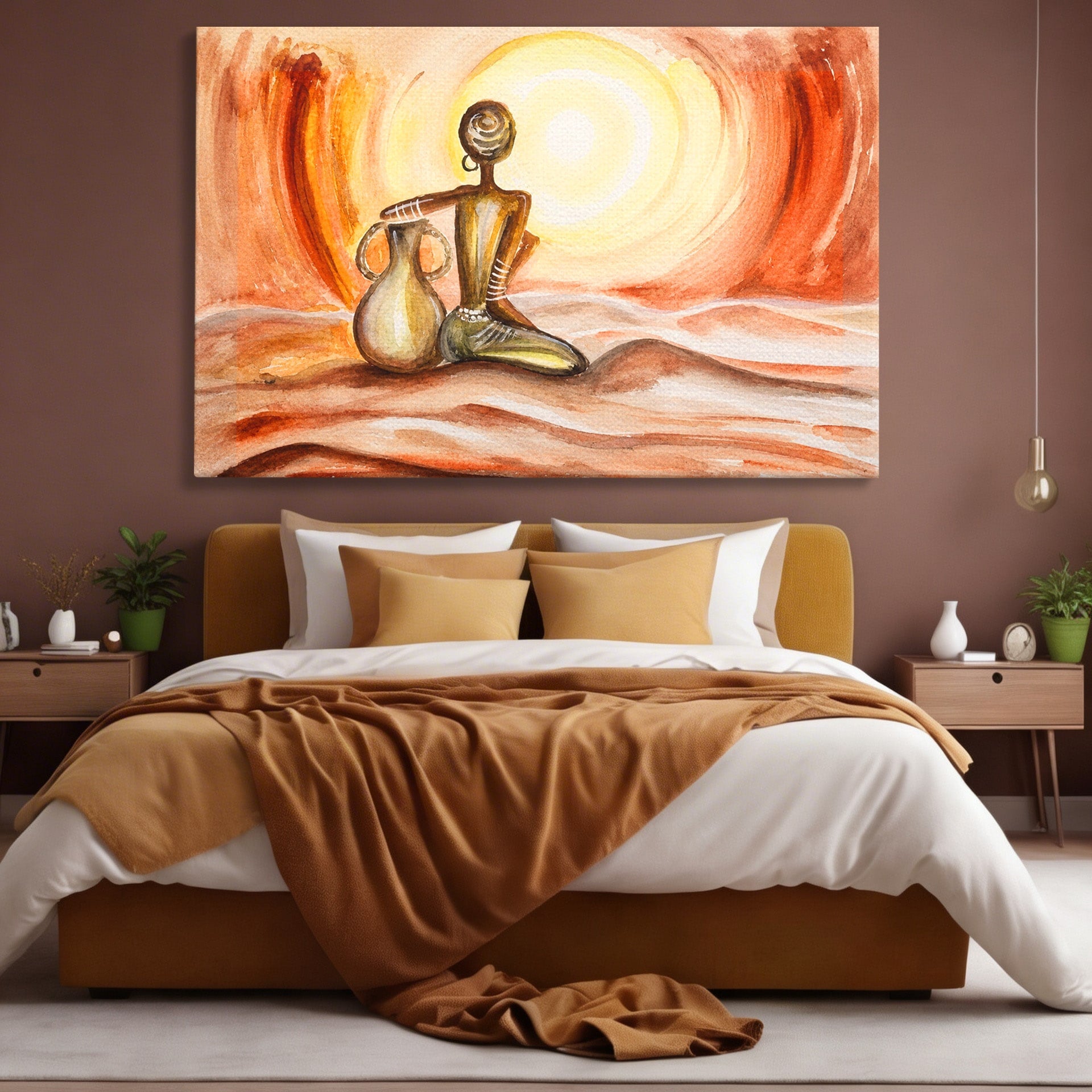 Tablou Canvas Premium LuxCanva® GL1070, Caldura Desertului, Silueta, Vas, Soare, Desert, Living, Dormitor, Culori Vibrante