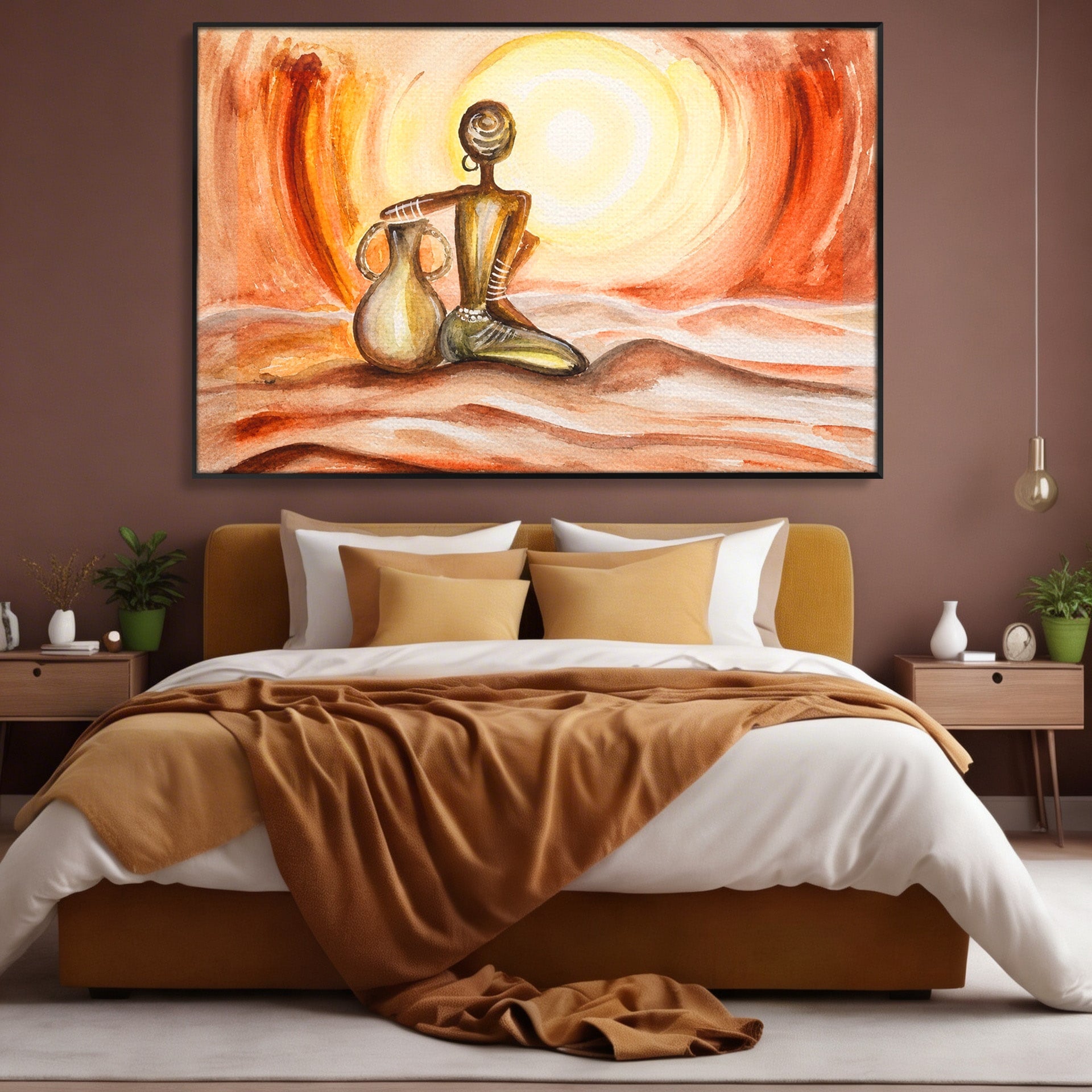 Tablou Canvas Premium LuxCanva® GL1070, Caldura Desertului, Silueta, Vas, Soare, Desert, Living, Dormitor, Culori Vibrante