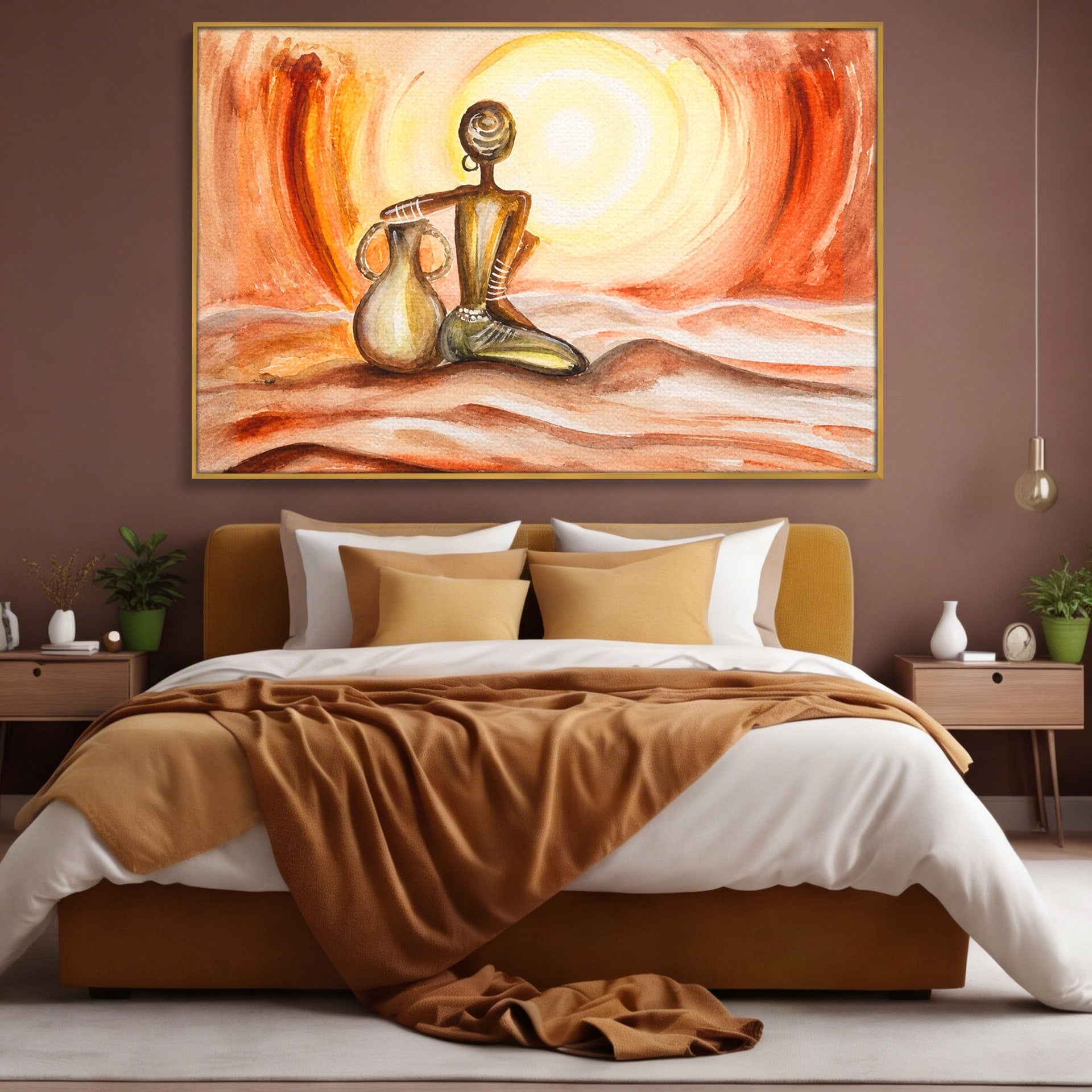 Tablou Canvas Premium LuxCanva® GL1070, Caldura Desertului, Silueta, Vas, Soare, Desert, Living, Dormitor, Culori Vibrante