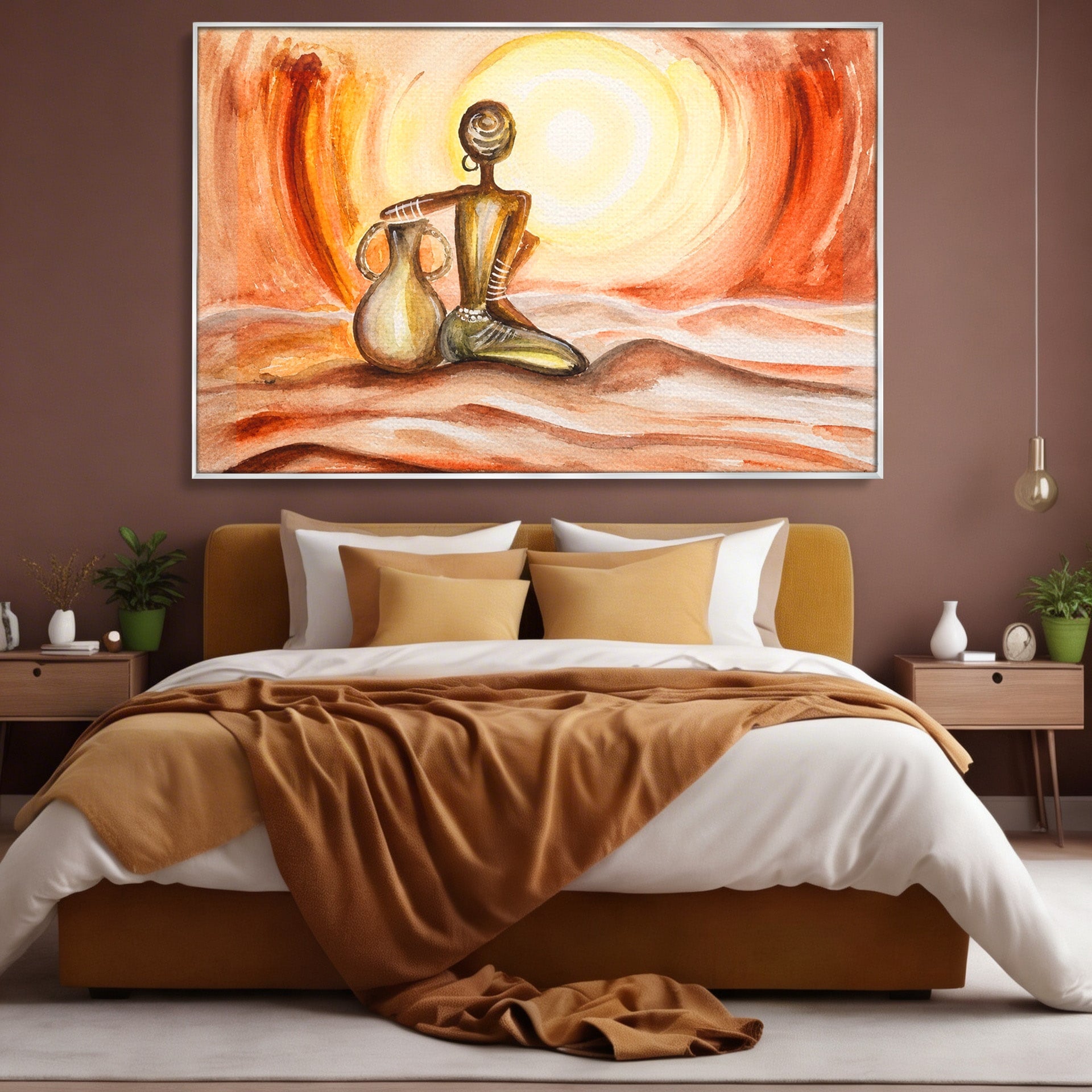 Tablou Canvas Premium LuxCanva® GL1070, Caldura Desertului, Silueta, Vas, Soare, Desert, Living, Dormitor, Culori Vibrante