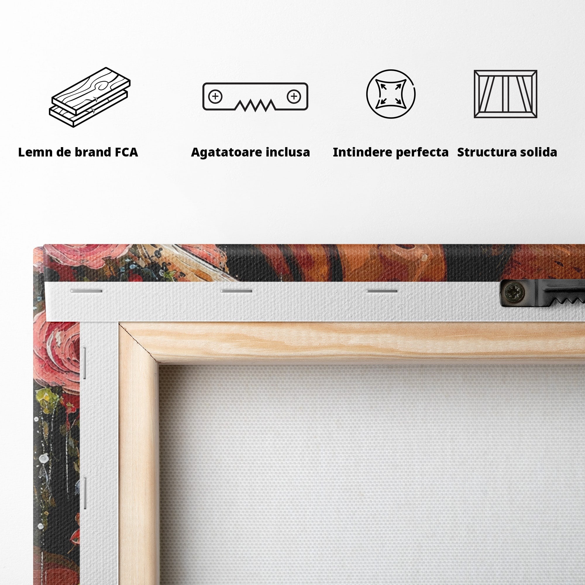 Tablou Canvas Premium LuxCanva® GV1050, Tandretea Florilor, Femeie, Flori, Portret, Eleganta, Dormitor, Living, Culori Vibrante