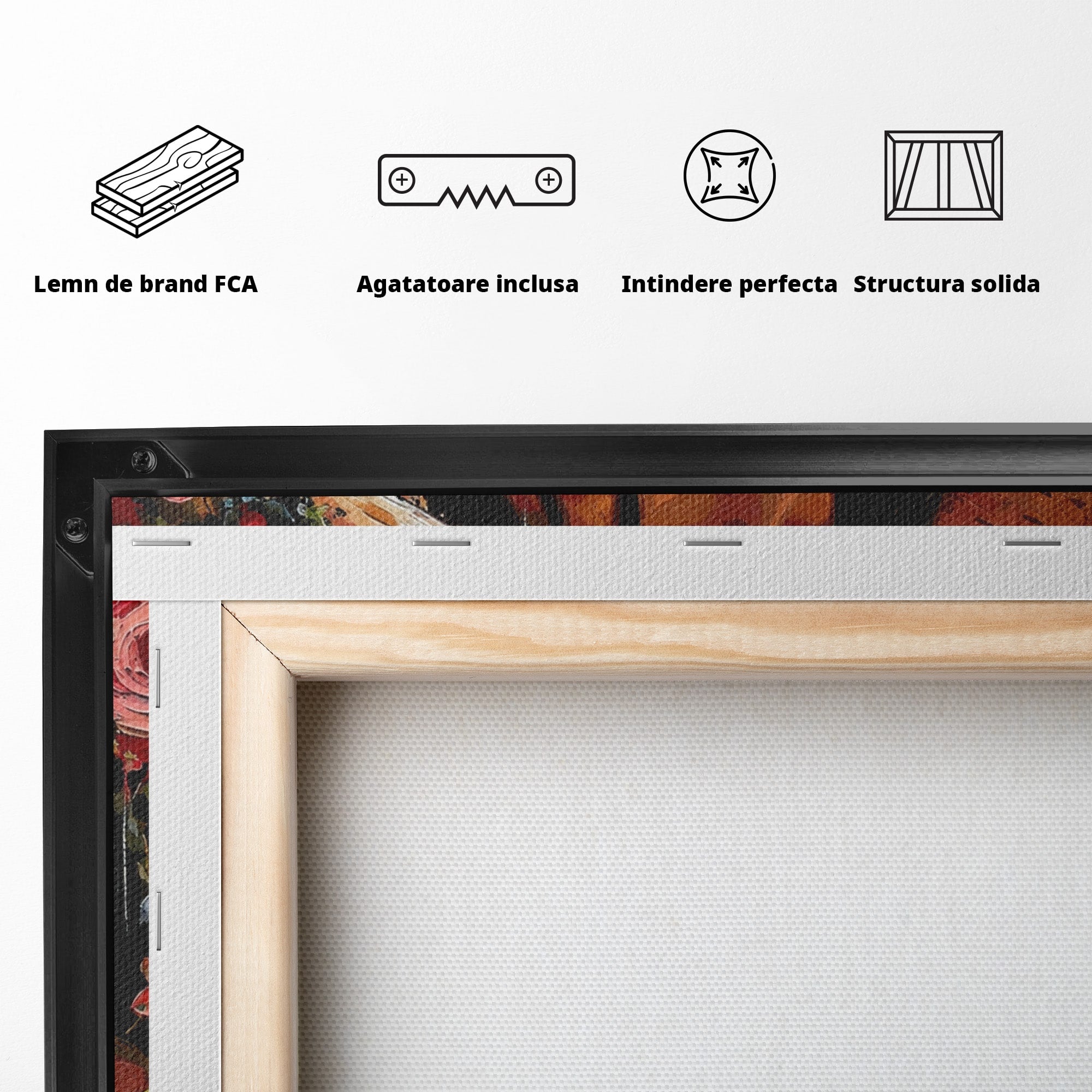 Tablou Canvas Premium LuxCanva® GV1050, Tandretea Florilor, Femeie, Flori, Portret, Eleganta, Dormitor, Living, Culori Vibrante