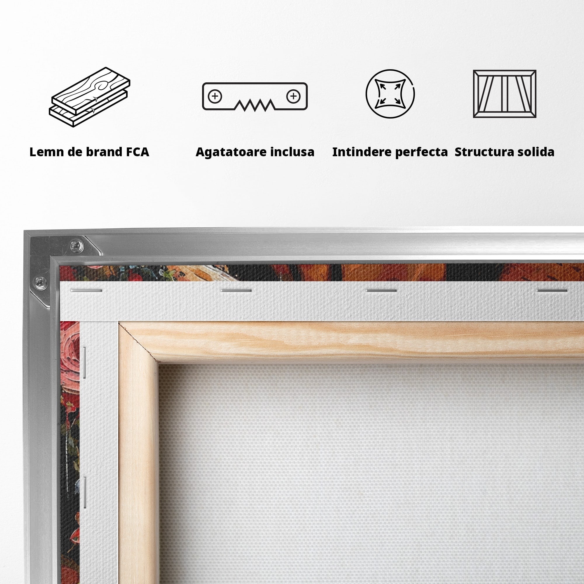 Tablou Canvas Premium LuxCanva® GV1050, Tandretea Florilor, Femeie, Flori, Portret, Eleganta, Dormitor, Living, Culori Vibrante