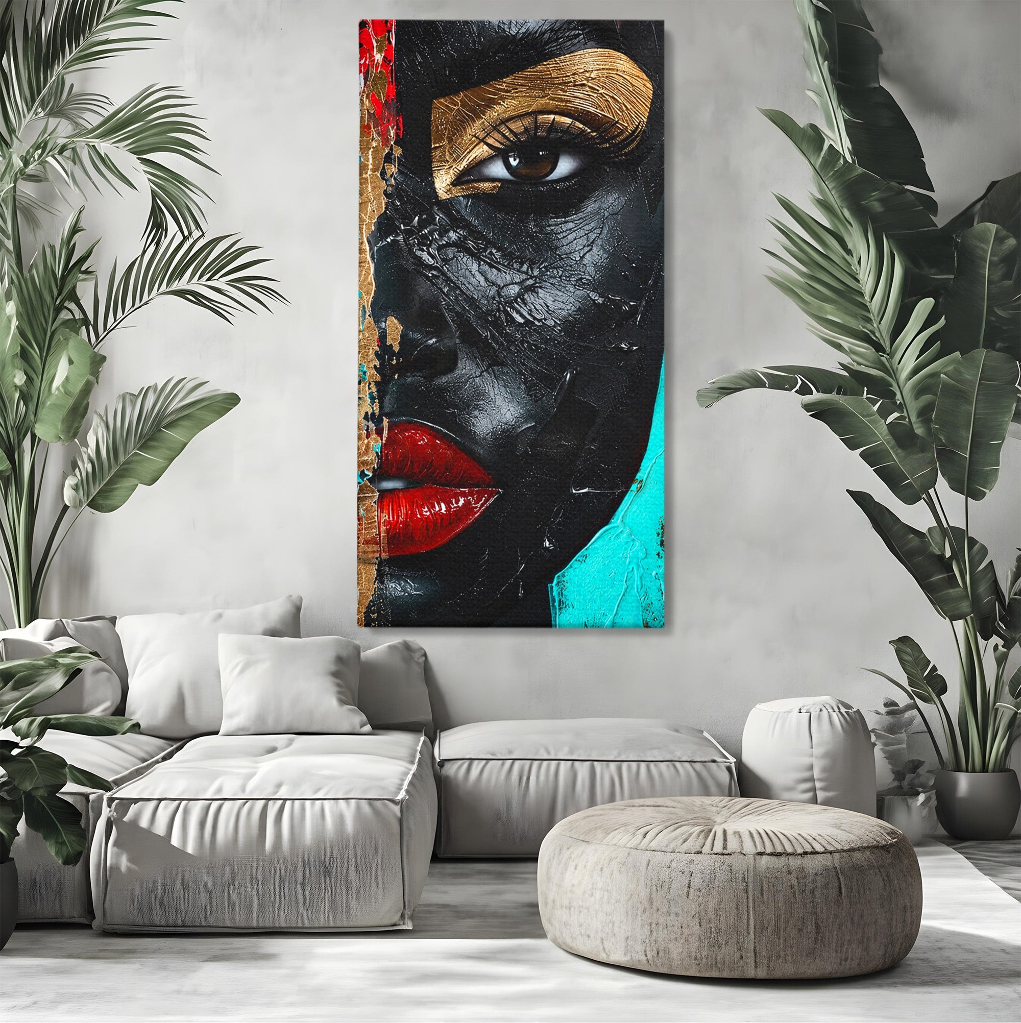 Tablou Canvas Premium LuxCanva® GV1051, Frumusete Rupta, Portret, Abstract, Modern, Emotie, Living, Culori Vibrante