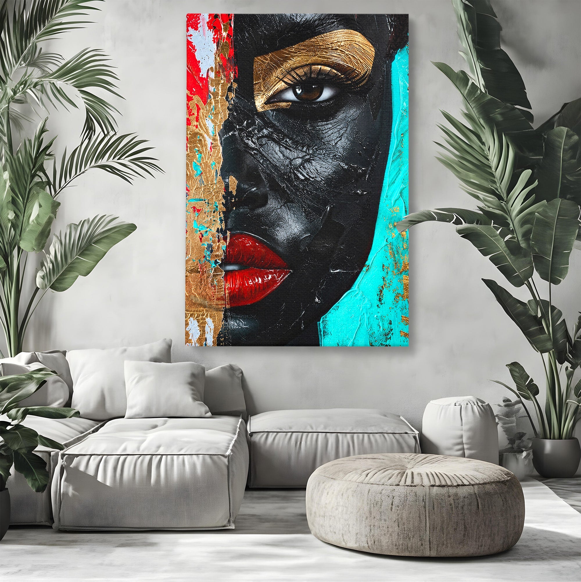 Tablou Canvas Premium LuxCanva® GV1051, Frumusete Rupta, Portret, Abstract, Modern, Emotie, Living, Culori Vibrante