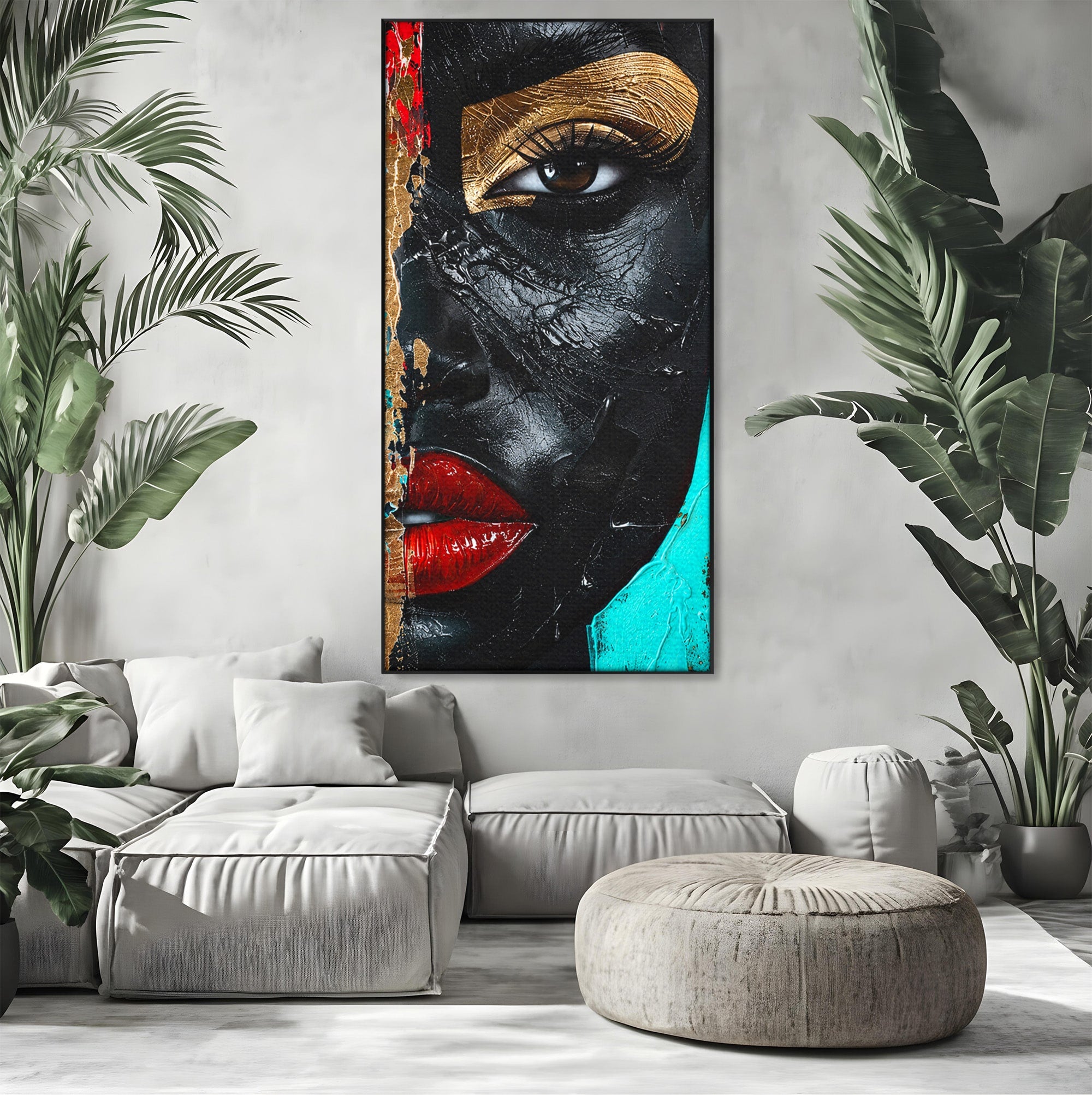 Tablou Canvas Premium LuxCanva® GV1051, Frumusete Rupta, Portret, Abstract, Modern, Emotie, Living, Culori Vibrante