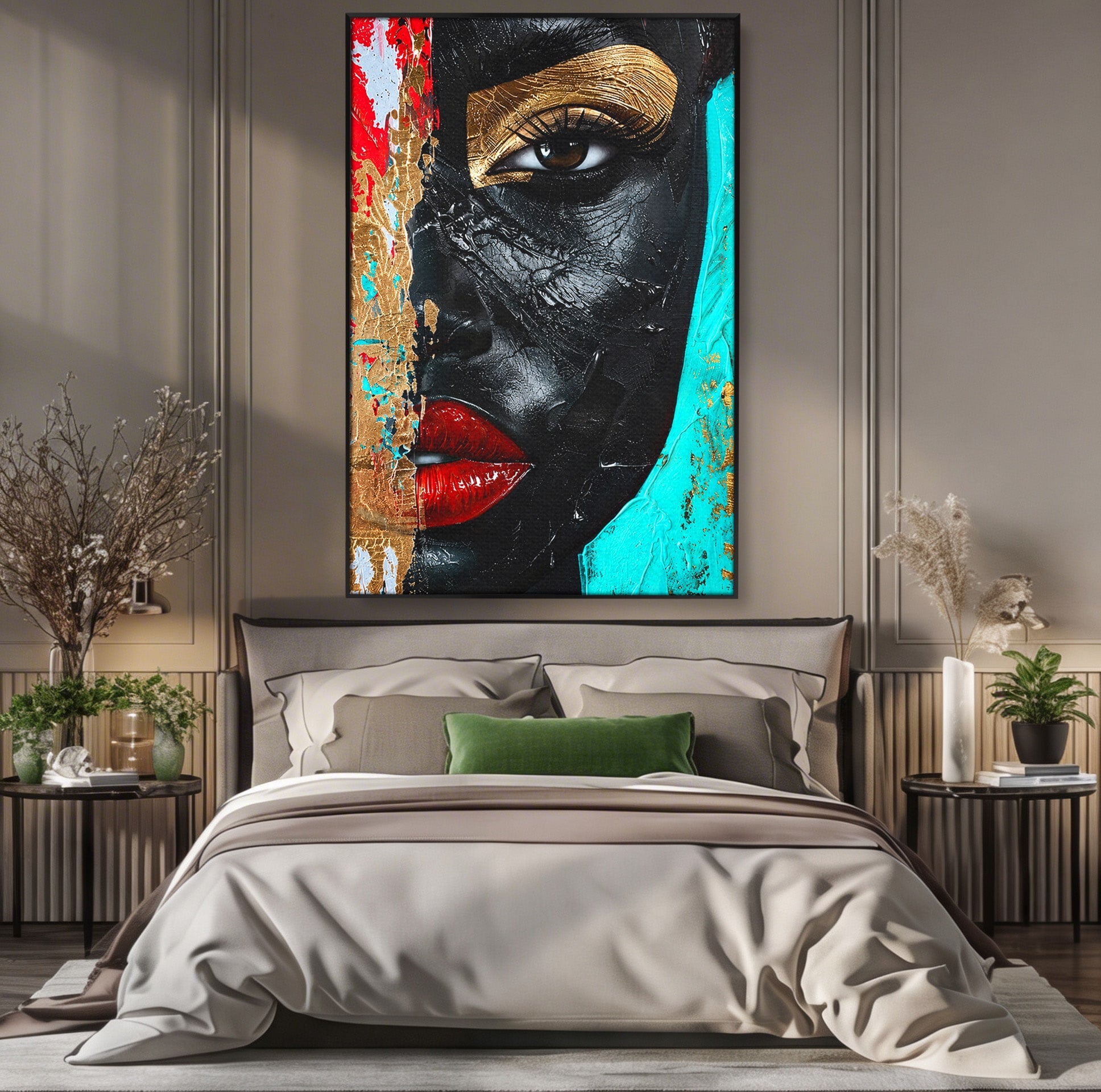 Tablou Canvas Premium LuxCanva® GV1051, Frumusete Rupta, Portret, Abstract, Modern, Emotie, Living, Culori Vibrante
