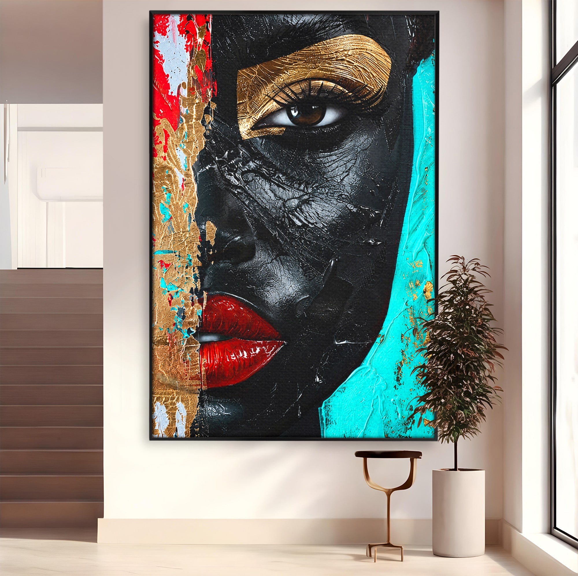 Tablou Canvas Premium LuxCanva® GV1051, Frumusete Rupta, Portret, Abstract, Modern, Emotie, Living, Culori Vibrante