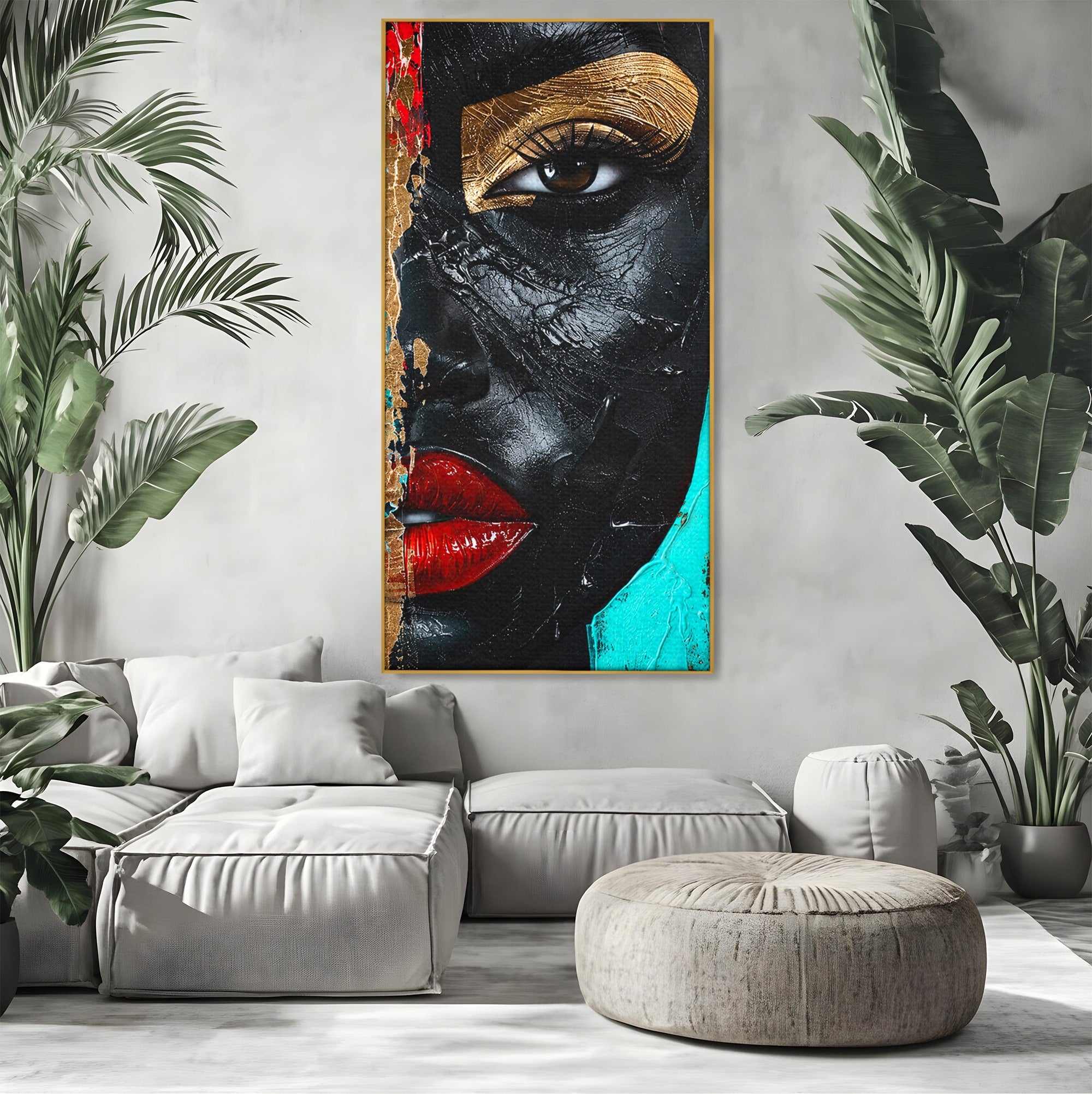 Tablou Canvas Premium LuxCanva® GV1051, Frumusete Rupta, Portret, Abstract, Modern, Emotie, Living, Culori Vibrante