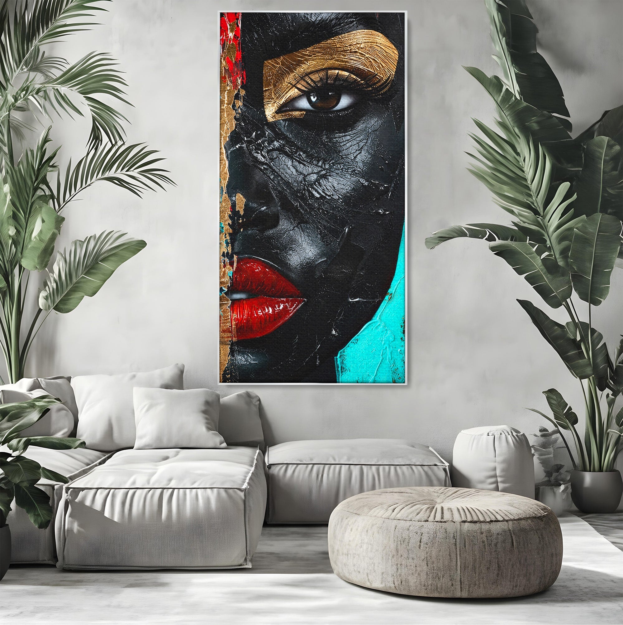 Tablou Canvas Premium LuxCanva® GV1051, Frumusete Rupta, Portret, Abstract, Modern, Emotie, Living, Culori Vibrante