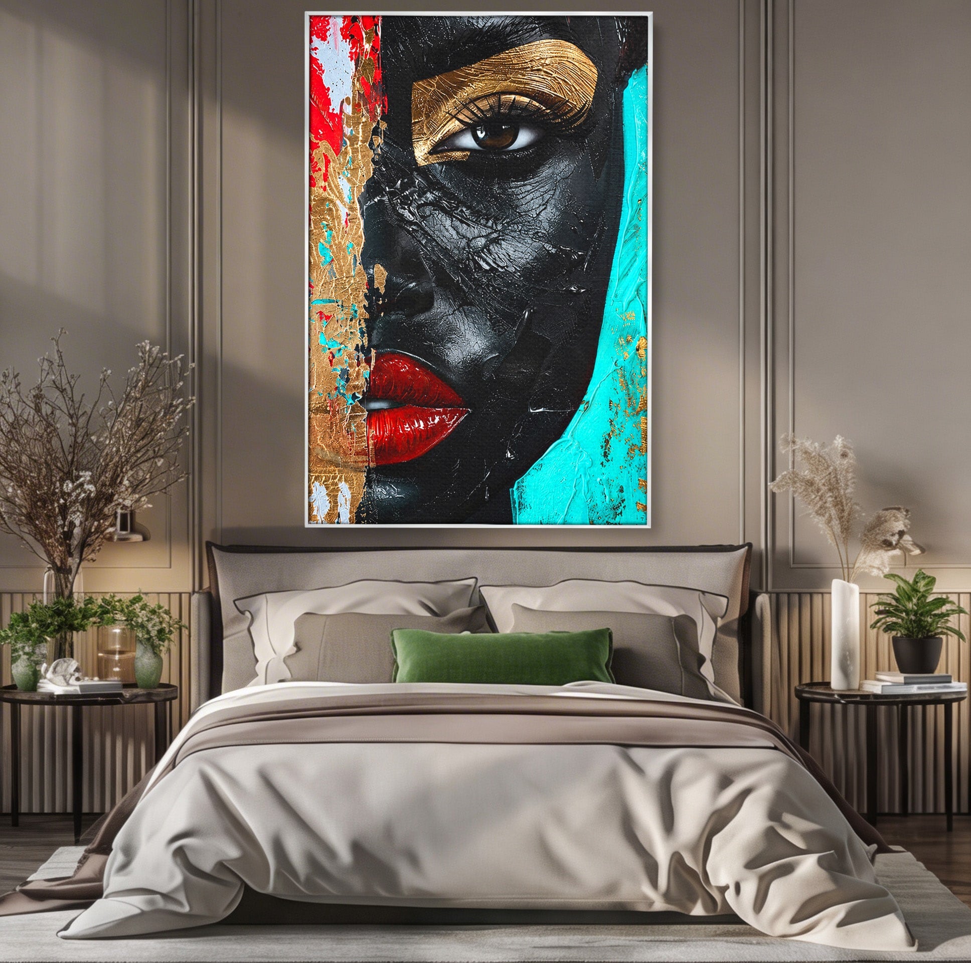 Tablou Canvas Premium LuxCanva® GV1051, Frumusete Rupta, Portret, Abstract, Modern, Emotie, Living, Culori Vibrante