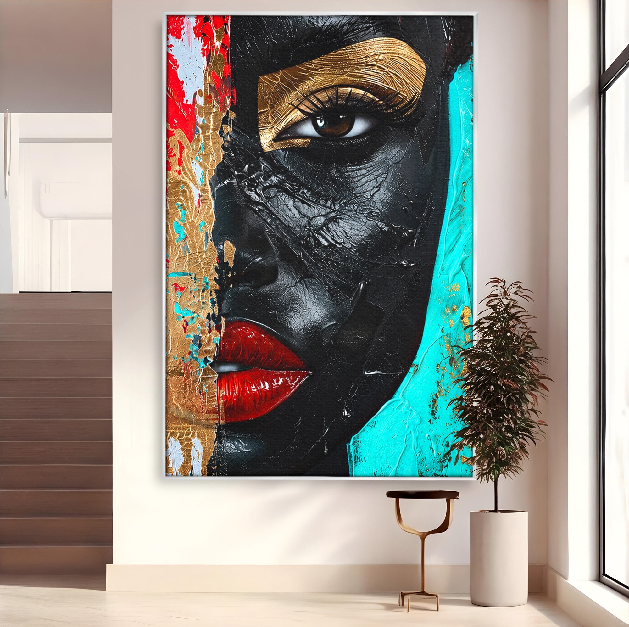Tablou Canvas Premium LuxCanva® GV1051, Frumusete Rupta, Portret, Abstract, Modern, Emotie, Living, Culori Vibrante