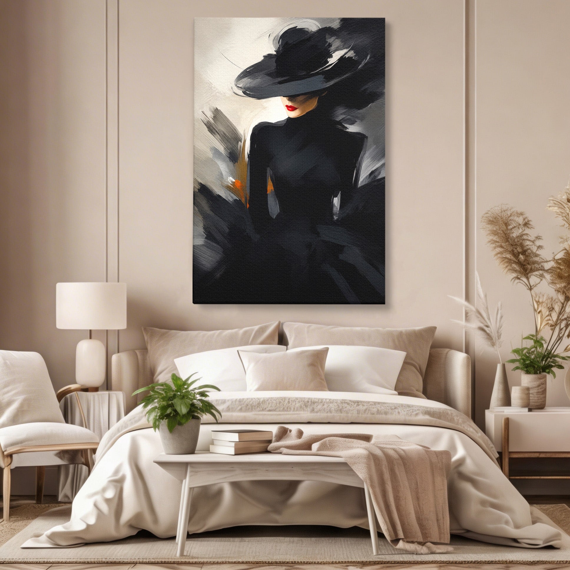 Tablou Canvas Premium LuxCanva® GV1052, Fascinatia Necunoscutului, Portret, Eleganta, Moda, Mister, Dormitor, Birou, Culori Vibrante