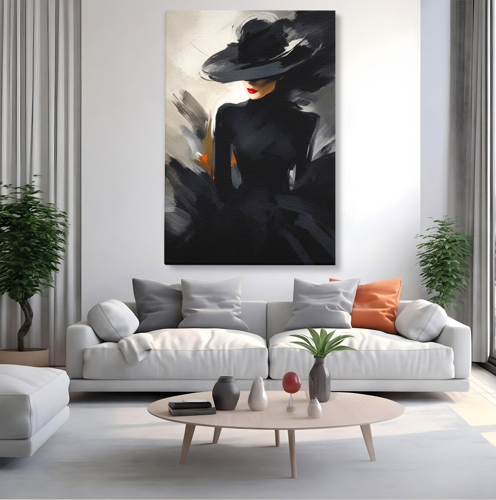 Tablou Canvas Premium LuxCanva® GV1052, Fascinatia Necunoscutului, Portret, Eleganta, Moda, Mister, Dormitor, Birou, Culori Vibrante