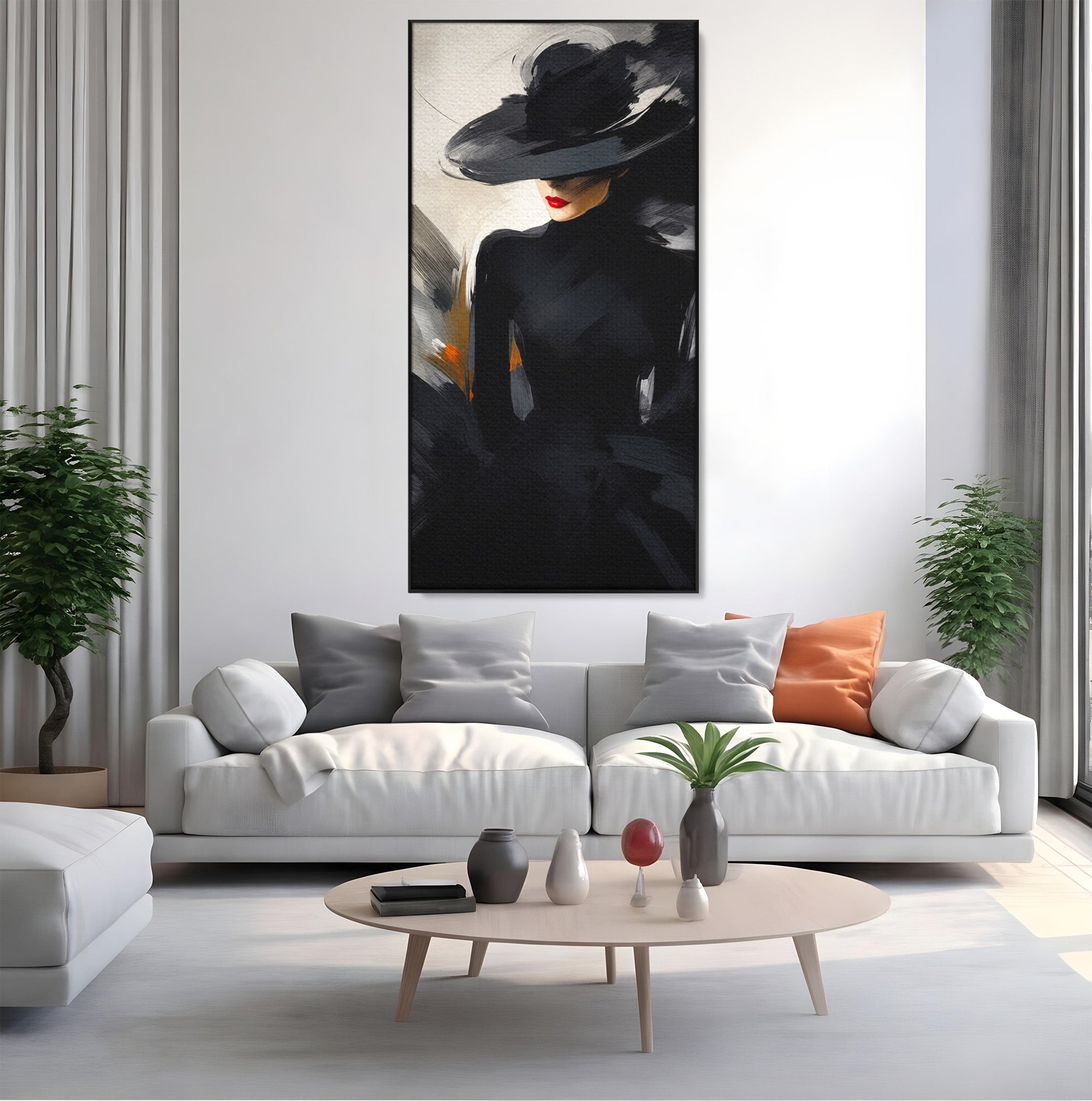 Tablou Canvas Premium LuxCanva® GV1052, Fascinatia Necunoscutului, Portret, Eleganta, Moda, Mister, Dormitor, Birou, Culori Vibrante