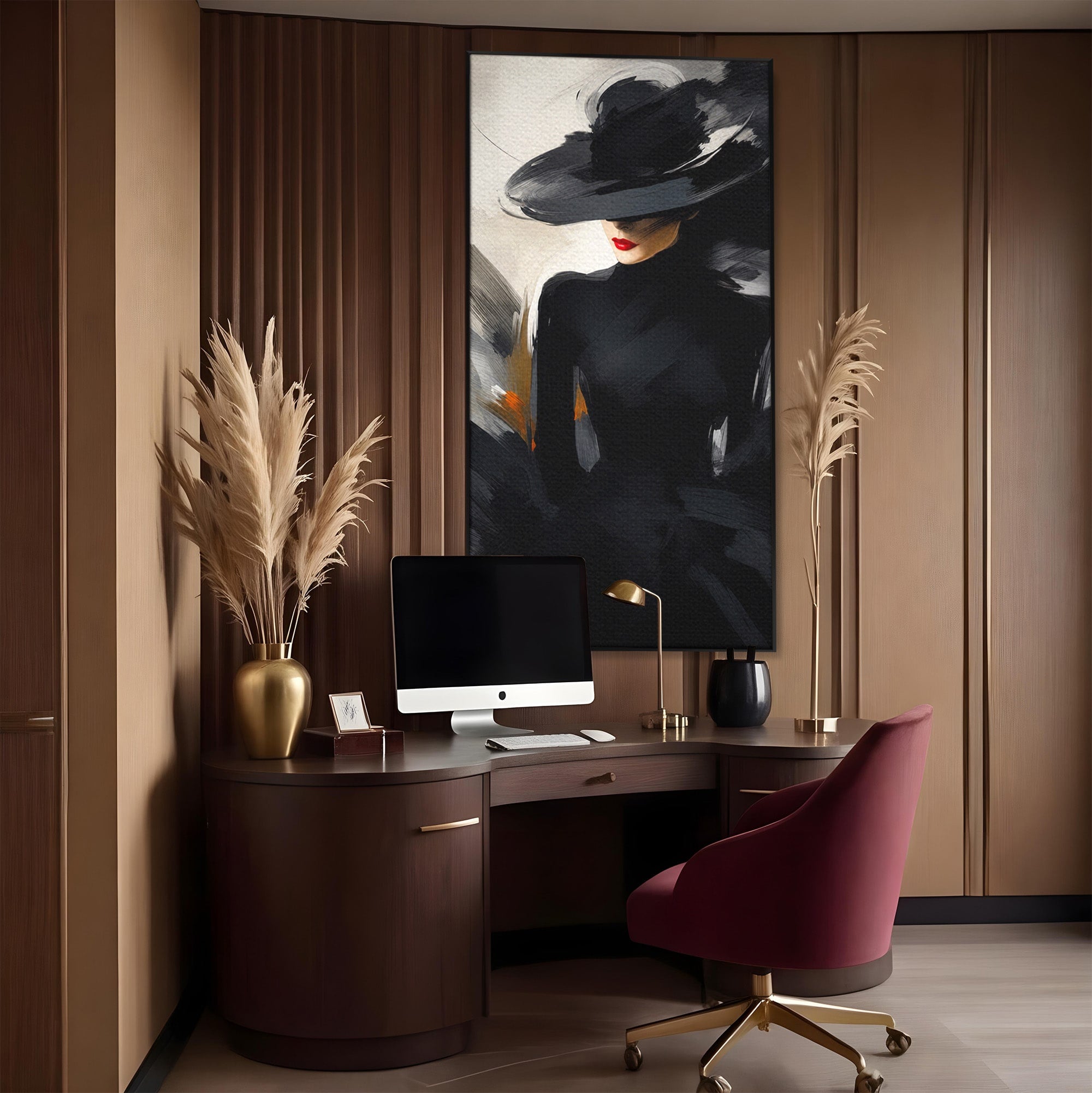 Tablou Canvas Premium LuxCanva® GV1052, Fascinatia Necunoscutului, Portret, Eleganta, Moda, Mister, Dormitor, Birou, Culori Vibrante