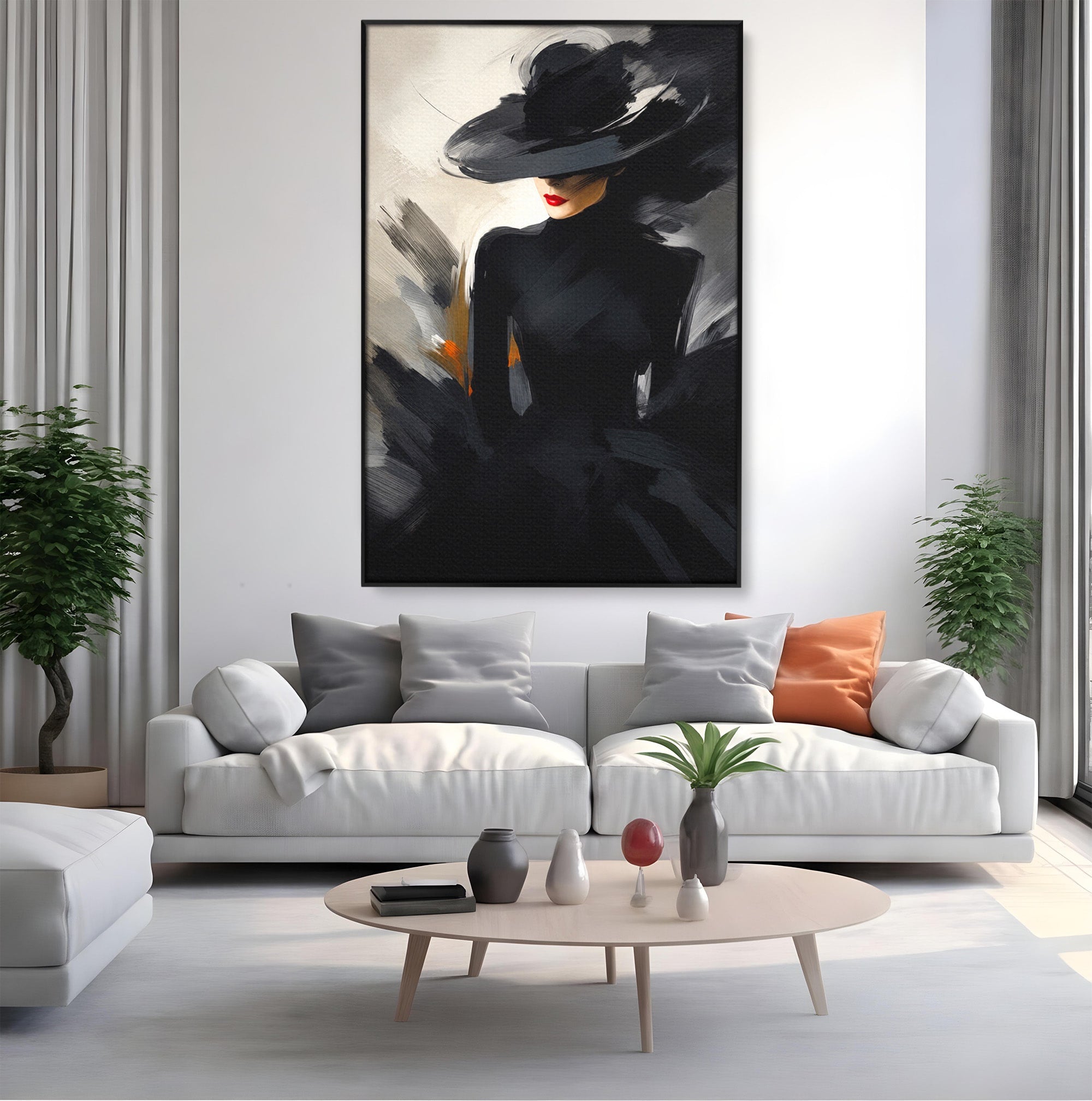 Tablou Canvas Premium LuxCanva® GV1052, Fascinatia Necunoscutului, Portret, Eleganta, Moda, Mister, Dormitor, Birou, Culori Vibrante