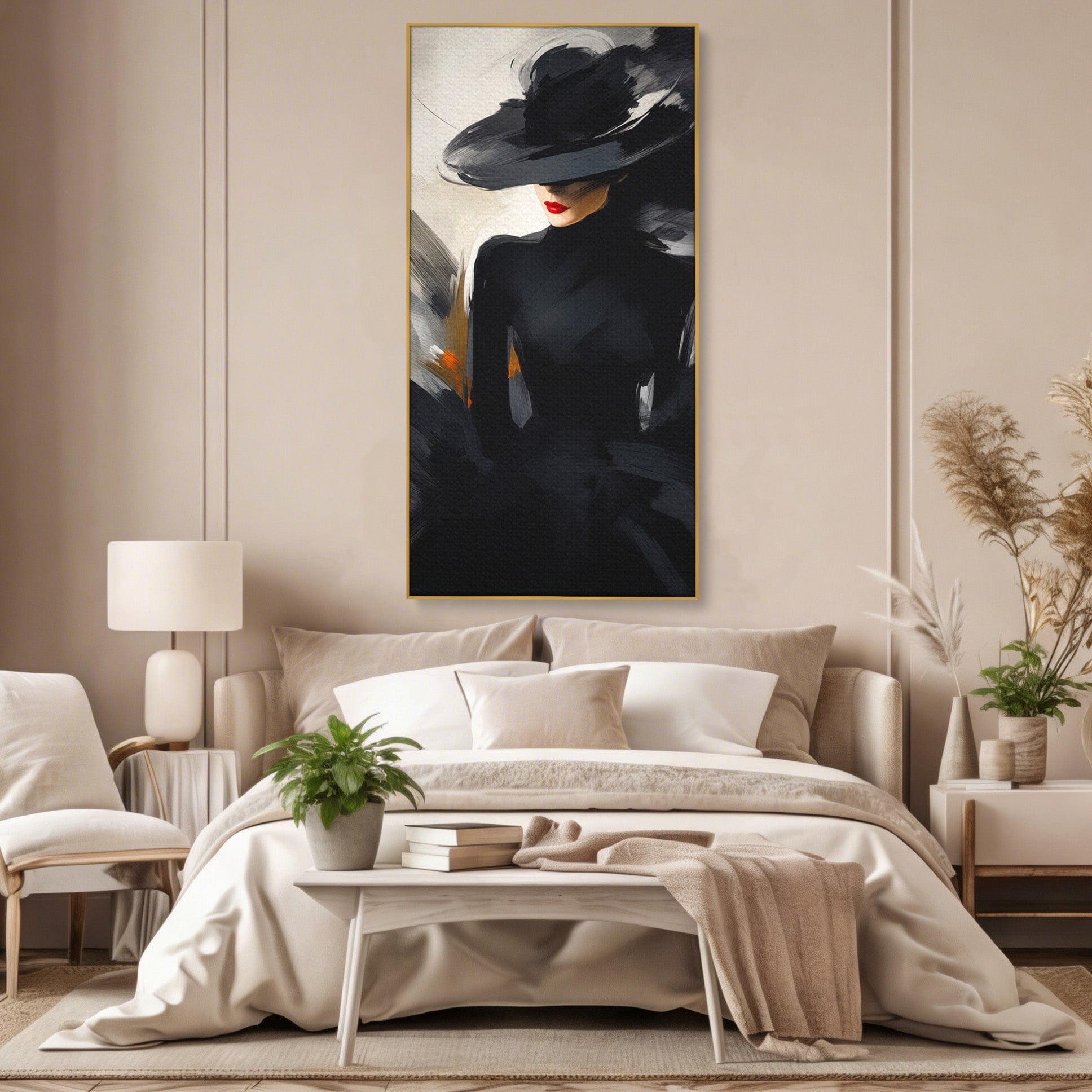 Tablou Canvas Premium LuxCanva® GV1052, Fascinatia Necunoscutului, Portret, Eleganta, Moda, Mister, Dormitor, Birou, Culori Vibrante