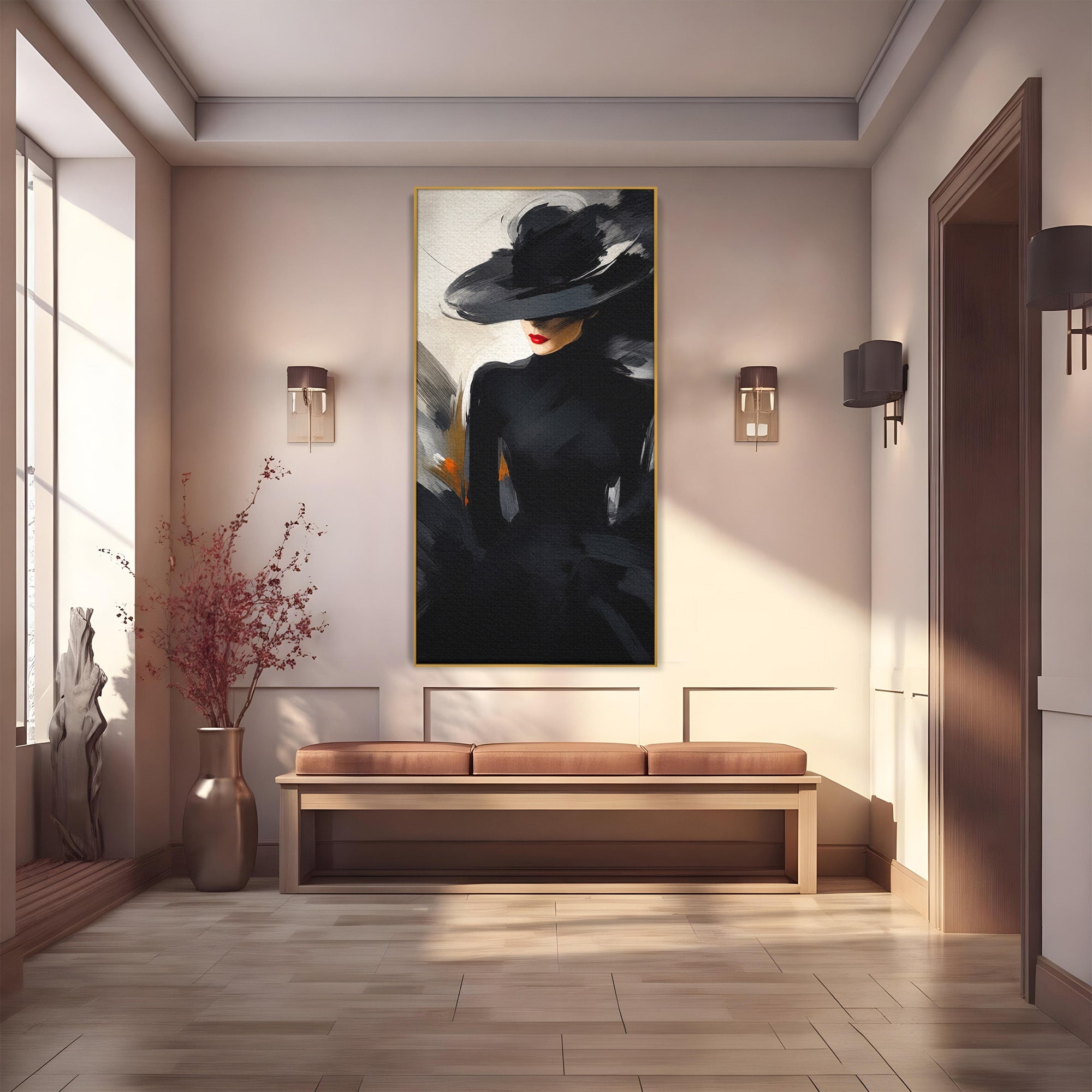 Tablou Canvas Premium LuxCanva® GV1052, Fascinatia Necunoscutului, Portret, Eleganta, Moda, Mister, Dormitor, Birou, Culori Vibrante