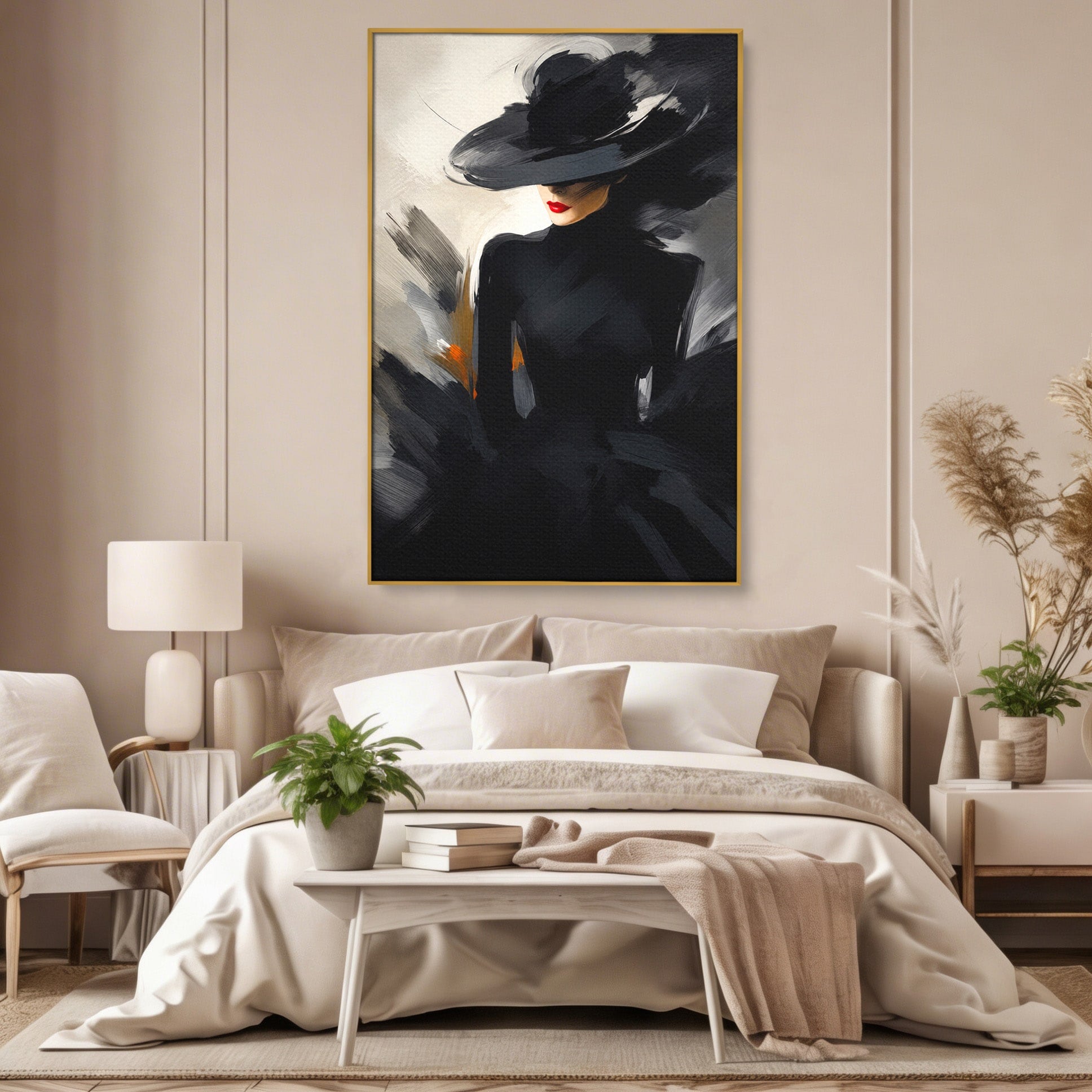 Tablou Canvas Premium LuxCanva® GV1052, Fascinatia Necunoscutului, Portret, Eleganta, Moda, Mister, Dormitor, Birou, Culori Vibrante