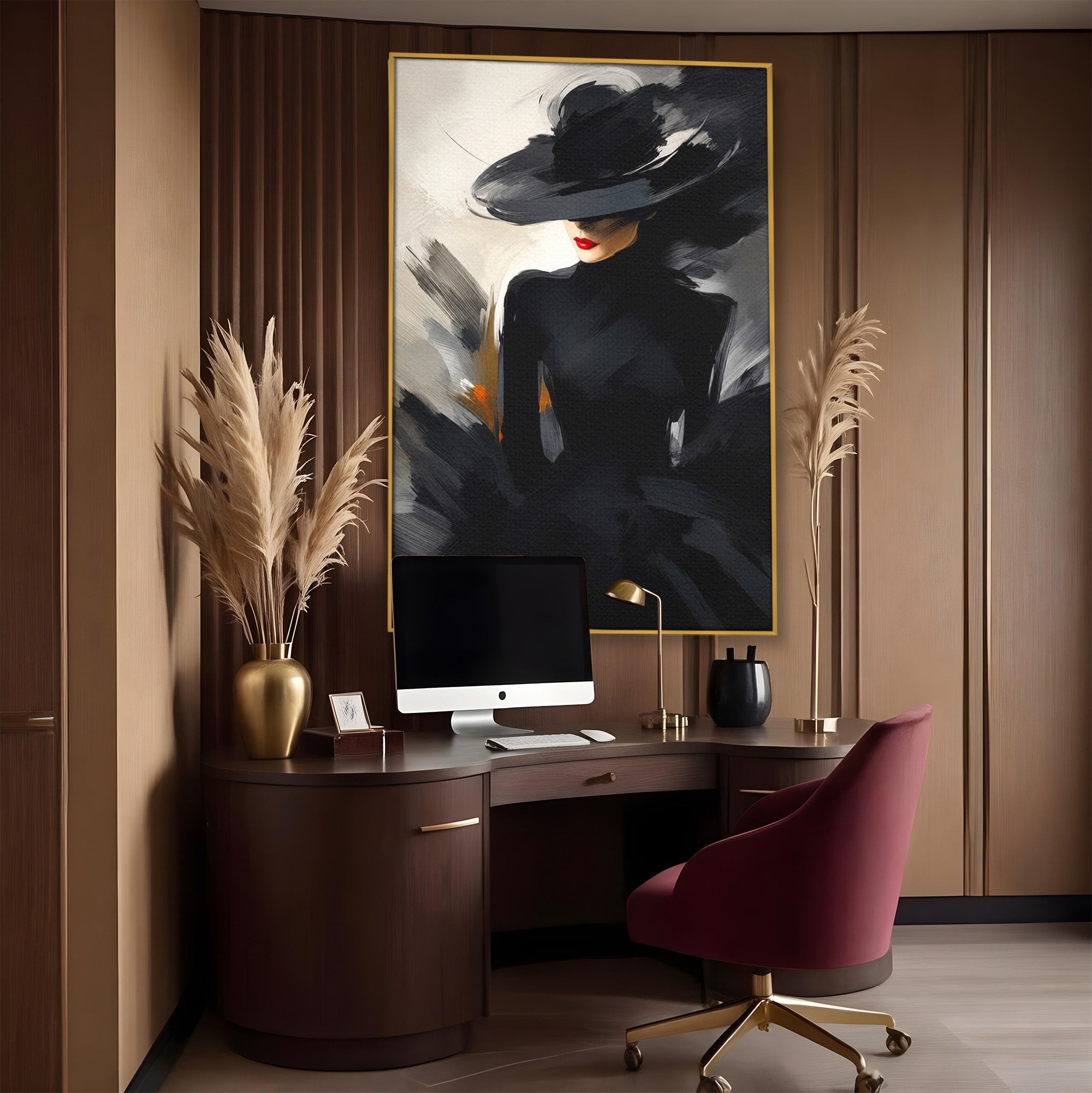 Tablou Canvas Premium LuxCanva® GV1052, Fascinatia Necunoscutului, Portret, Eleganta, Moda, Mister, Dormitor, Birou, Culori Vibrante