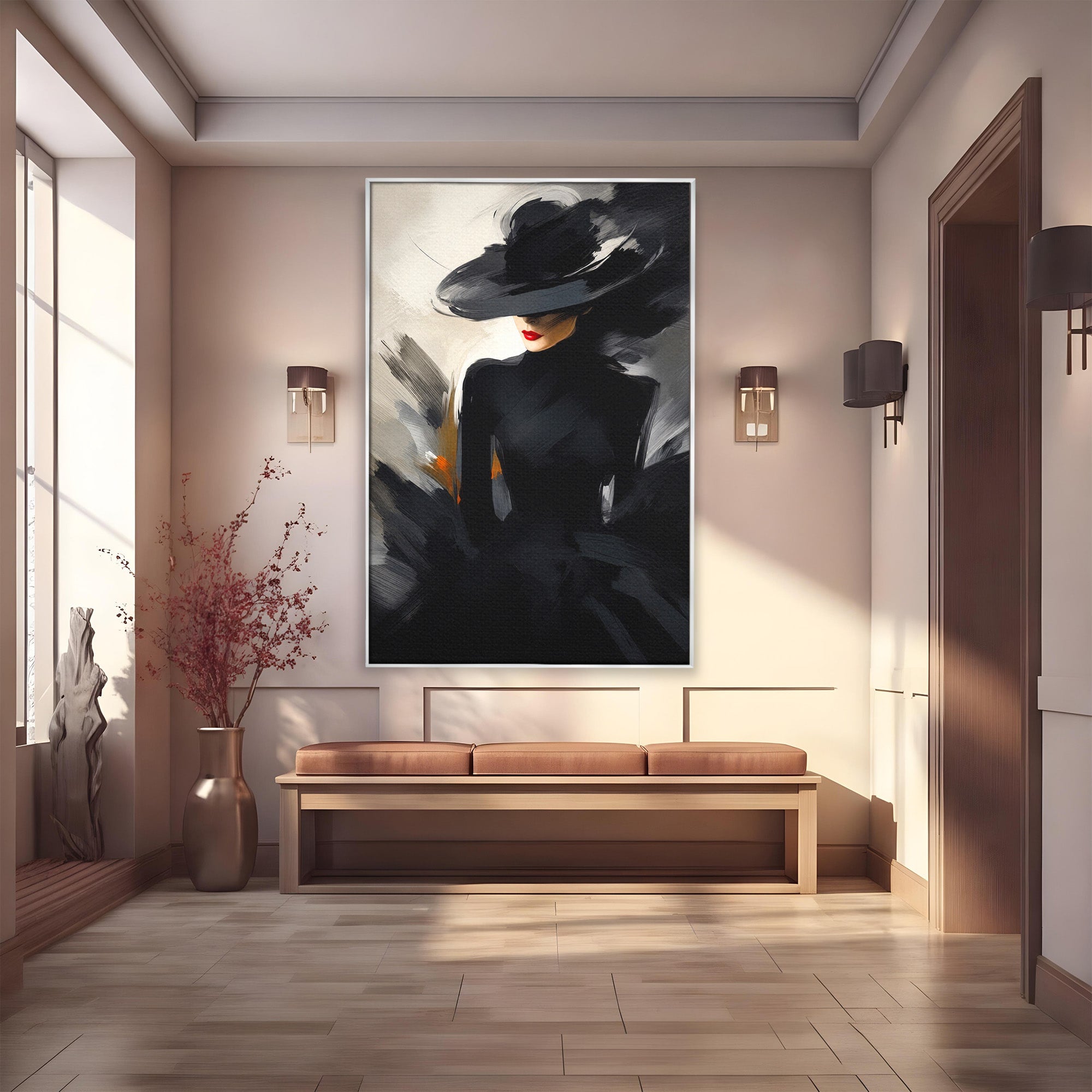 Tablou Canvas Premium LuxCanva® GV1052, Fascinatia Necunoscutului, Portret, Eleganta, Moda, Mister, Dormitor, Birou, Culori Vibrante