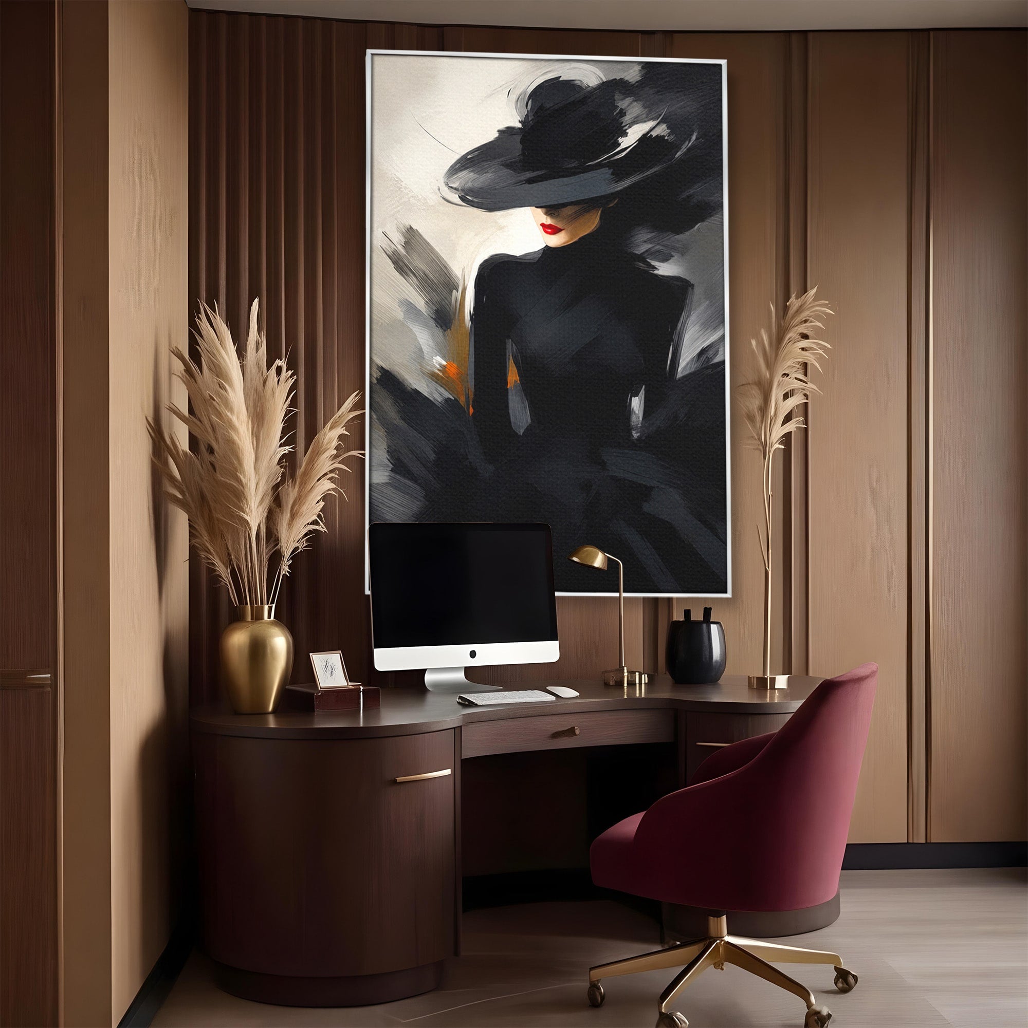 Tablou Canvas Premium LuxCanva® GV1052, Fascinatia Necunoscutului, Portret, Eleganta, Moda, Mister, Dormitor, Birou, Culori Vibrante