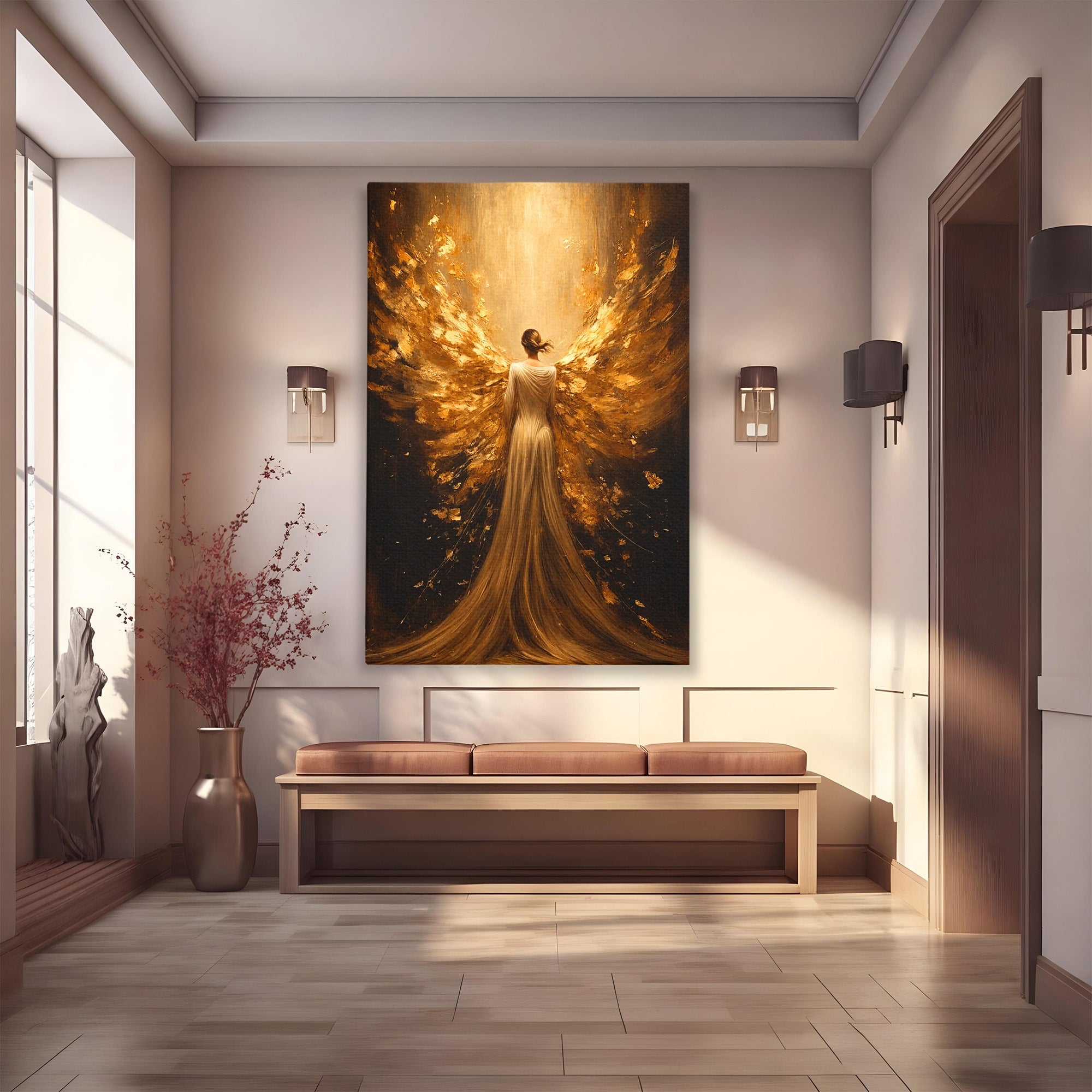 Tablou Canvas Premium LuxCanva® GV1054, Ingerul Renasterii, Inger, Aripi, Elegant, Spiritualitate, Living, Culori Vibrante