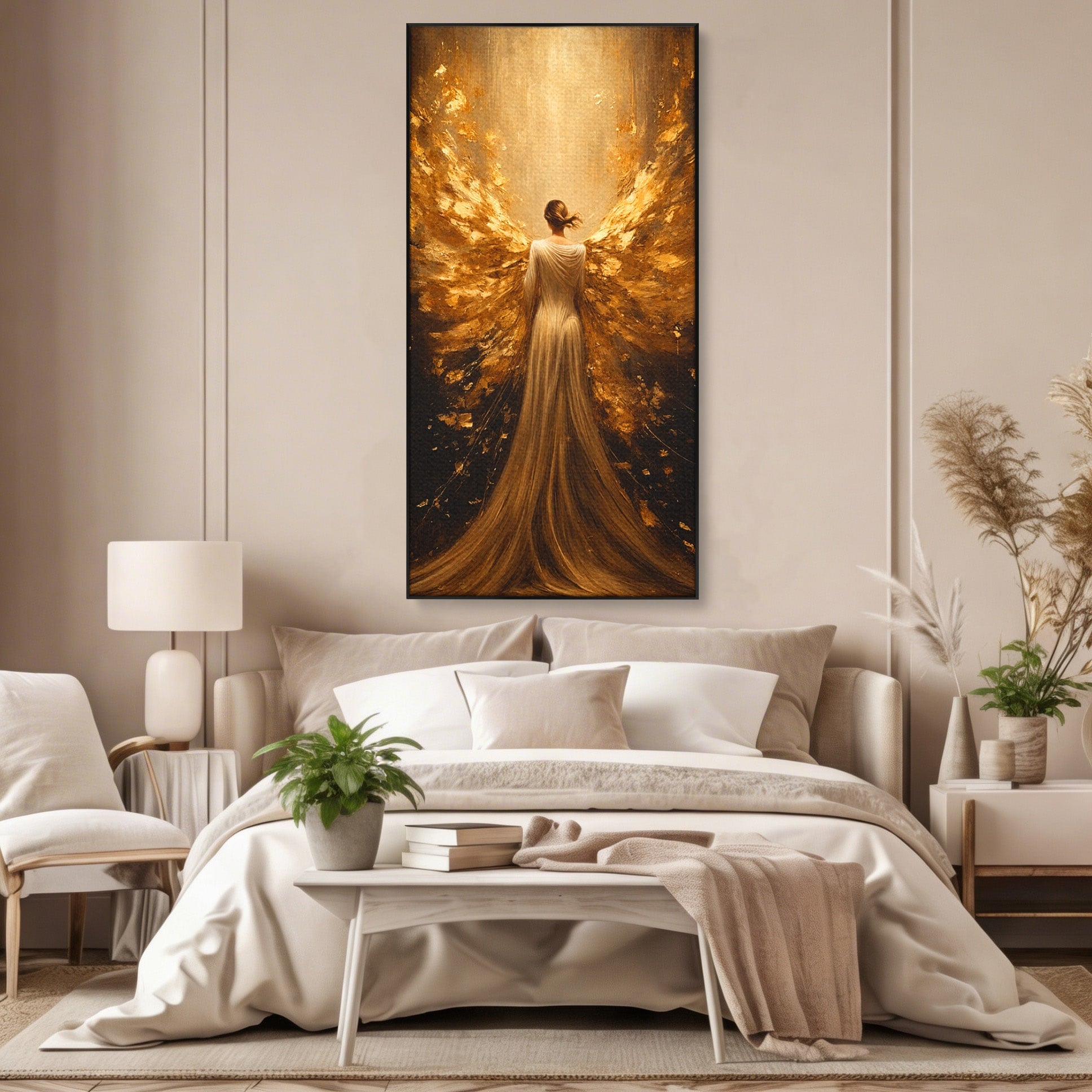 Tablou Canvas Premium LuxCanva® GV1054, Ingerul Renasterii, Inger, Aripi, Elegant, Spiritualitate, Living, Culori Vibrante