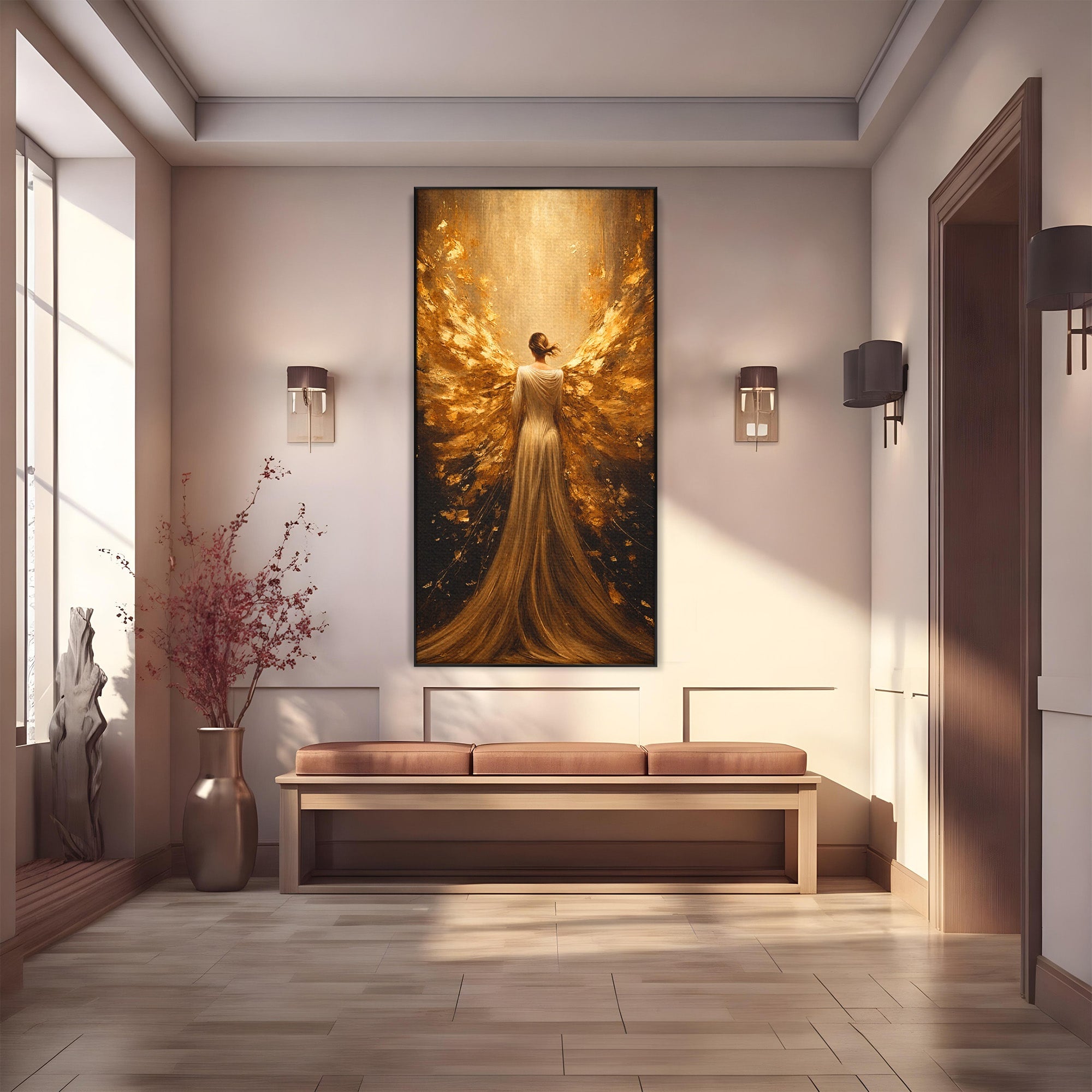 Tablou Canvas Premium LuxCanva® GV1054, Ingerul Renasterii, Inger, Aripi, Elegant, Spiritualitate, Living, Culori Vibrante