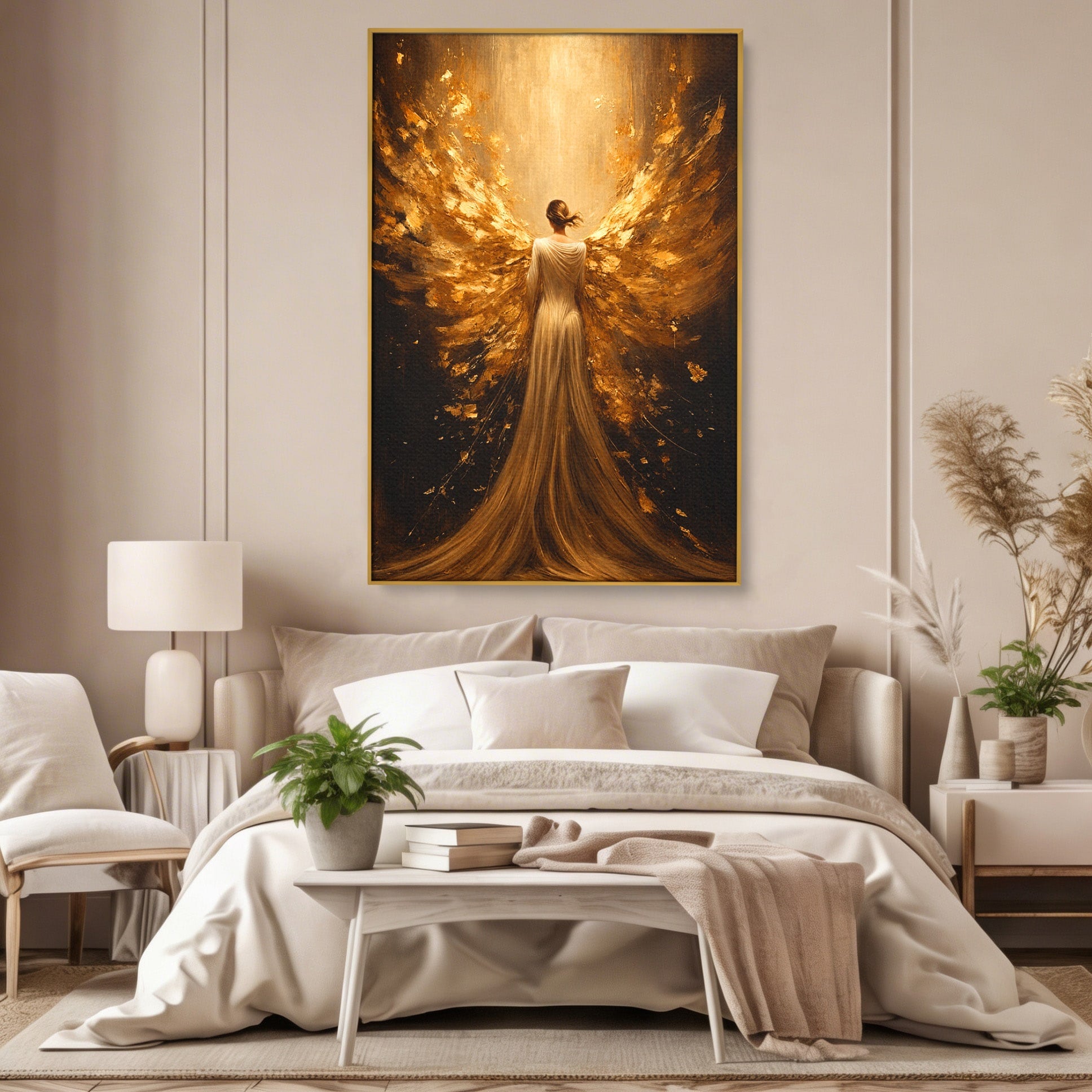 Tablou Canvas Premium LuxCanva® GV1054, Ingerul Renasterii, Inger, Aripi, Elegant, Spiritualitate, Living, Culori Vibrante