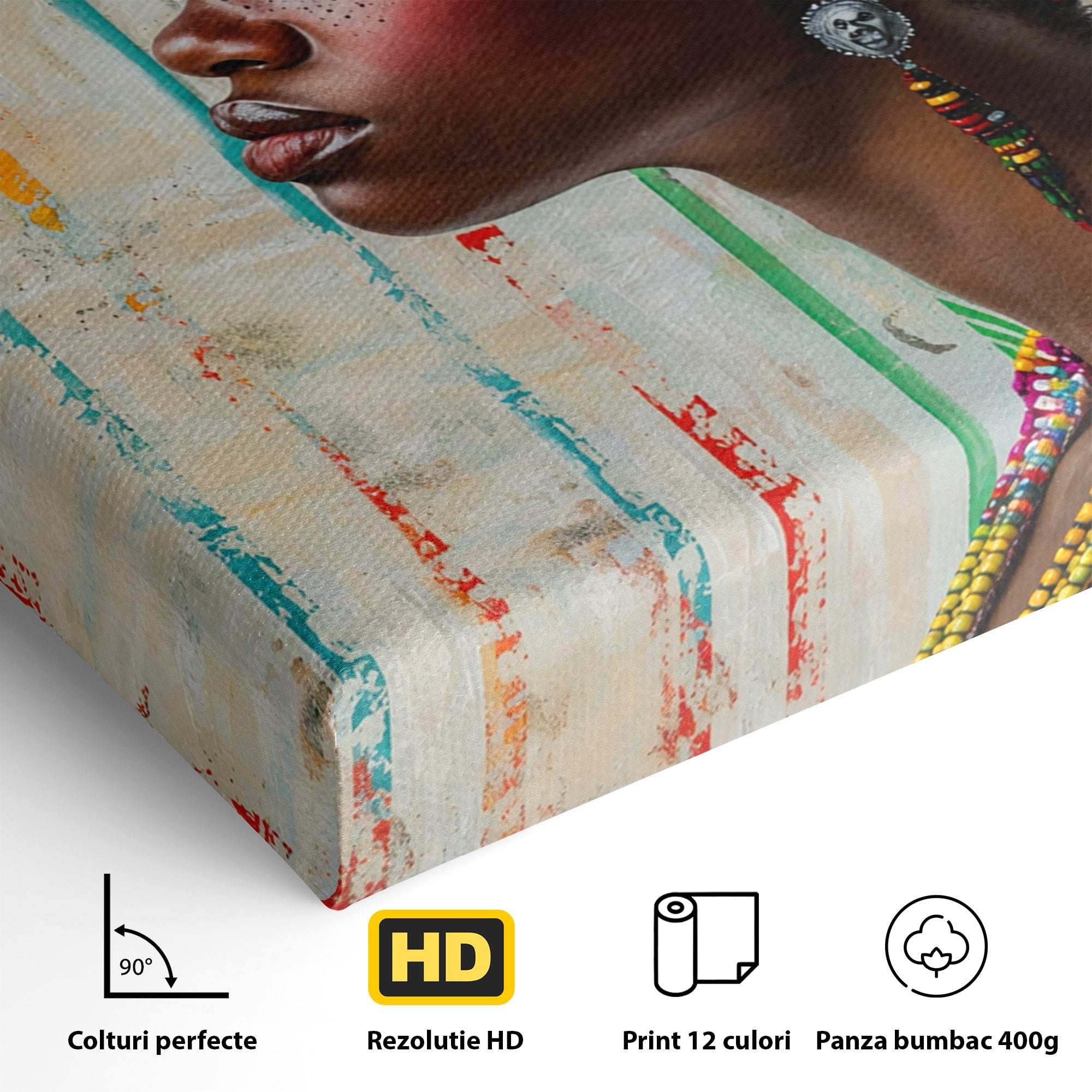 Tablou Canvas Premium LuxCanva® GV1055, Eleganta si Cultura, Portret, Femeie, Turban, Cultura, Arta, Living, Culori Vibrante